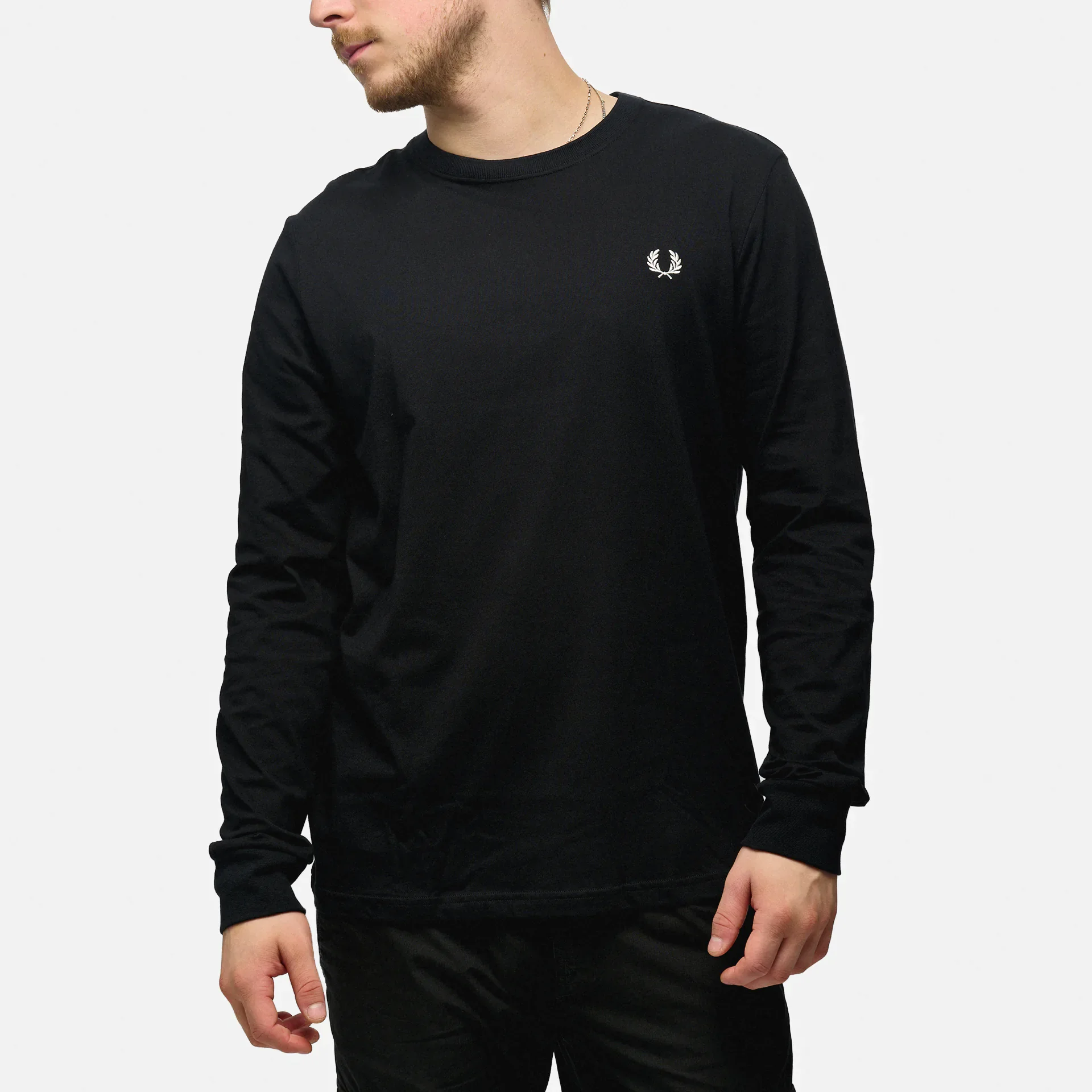 Fred Perry Long Sleeve Crew Neck T-Shirt Black