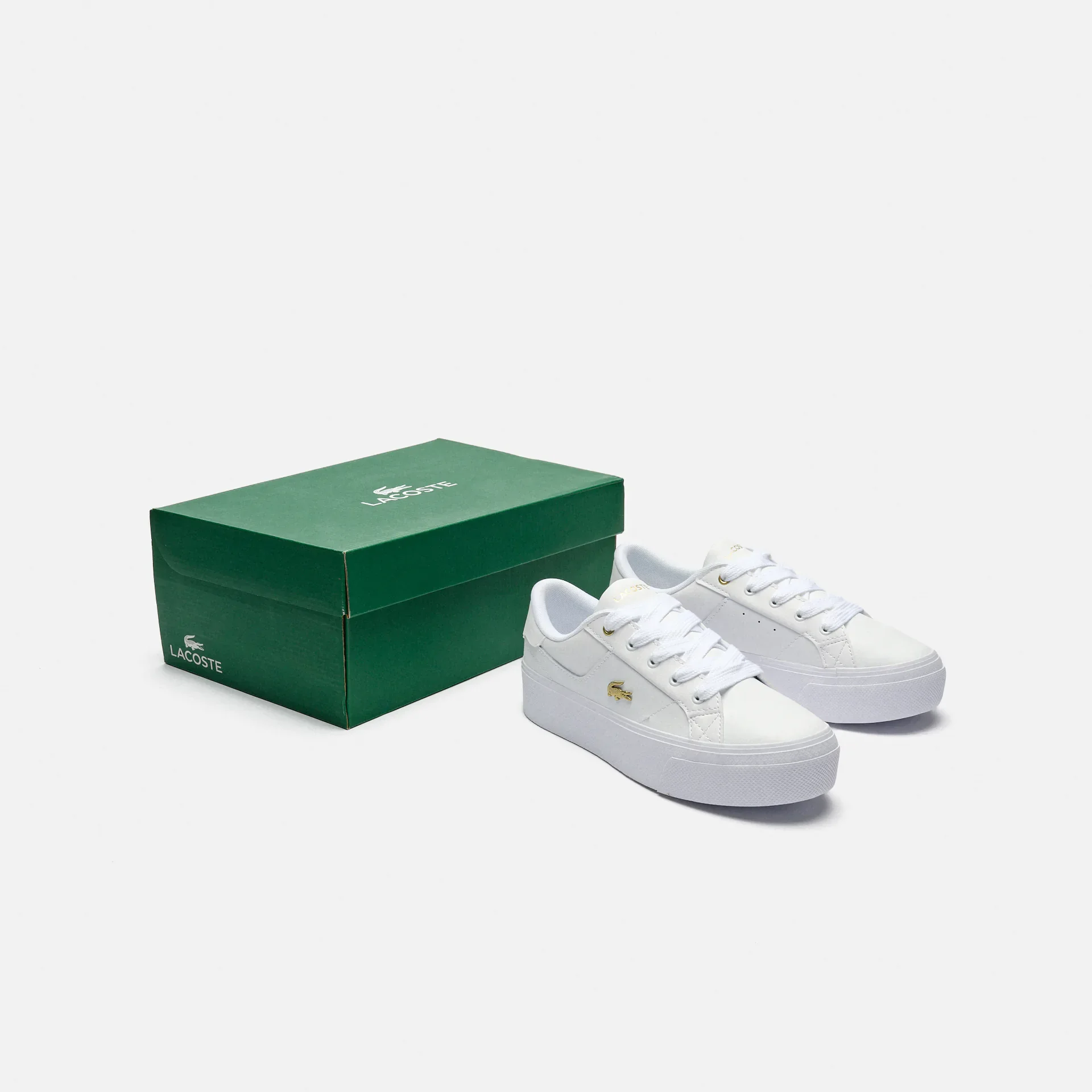 Lacoste Ziane Platform Leather Sneakers White/Gold