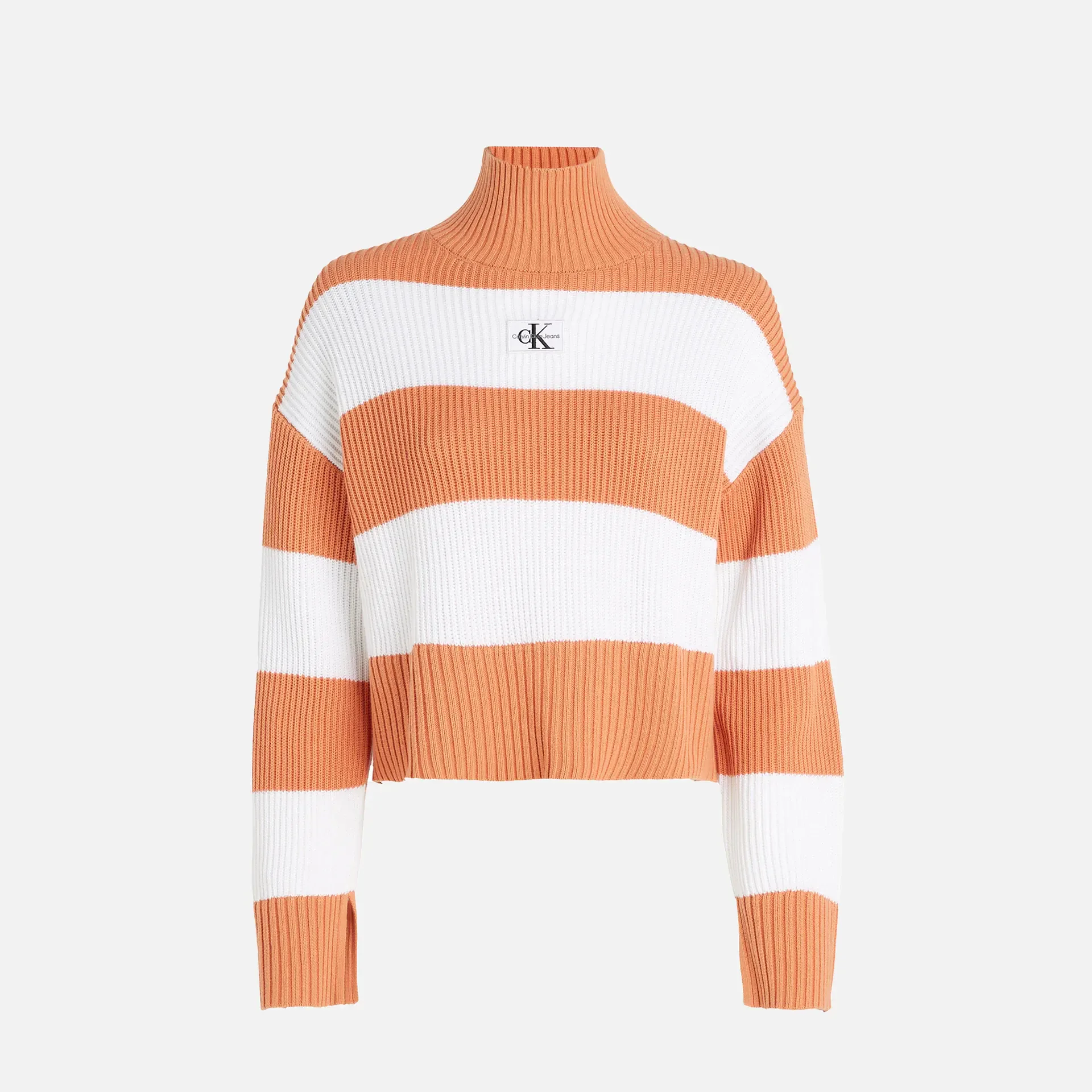 Calvin Klein Jeans Label Chunky Sweater Ivory/Tropical Orange