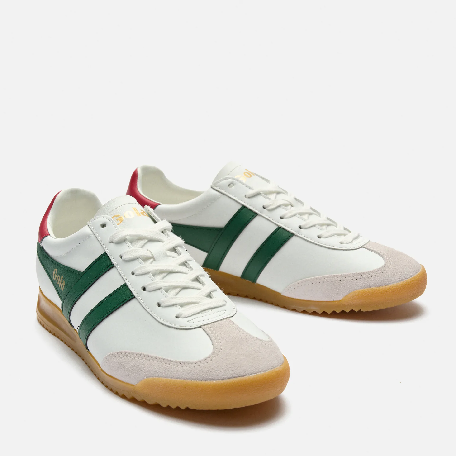 Gola Torpedo Leather Sneaker White/Evergreen/Deep Red