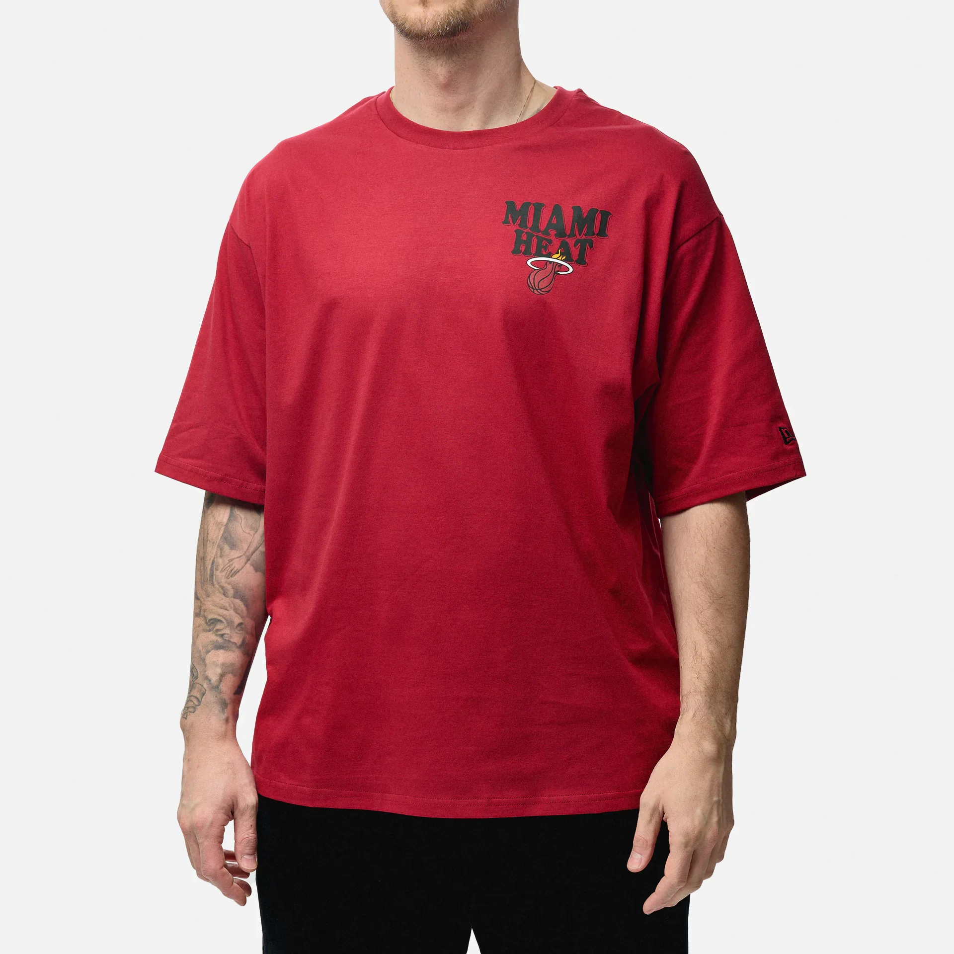 New Era NBA Miami Heat Script Oversized T-Shirt Red/White