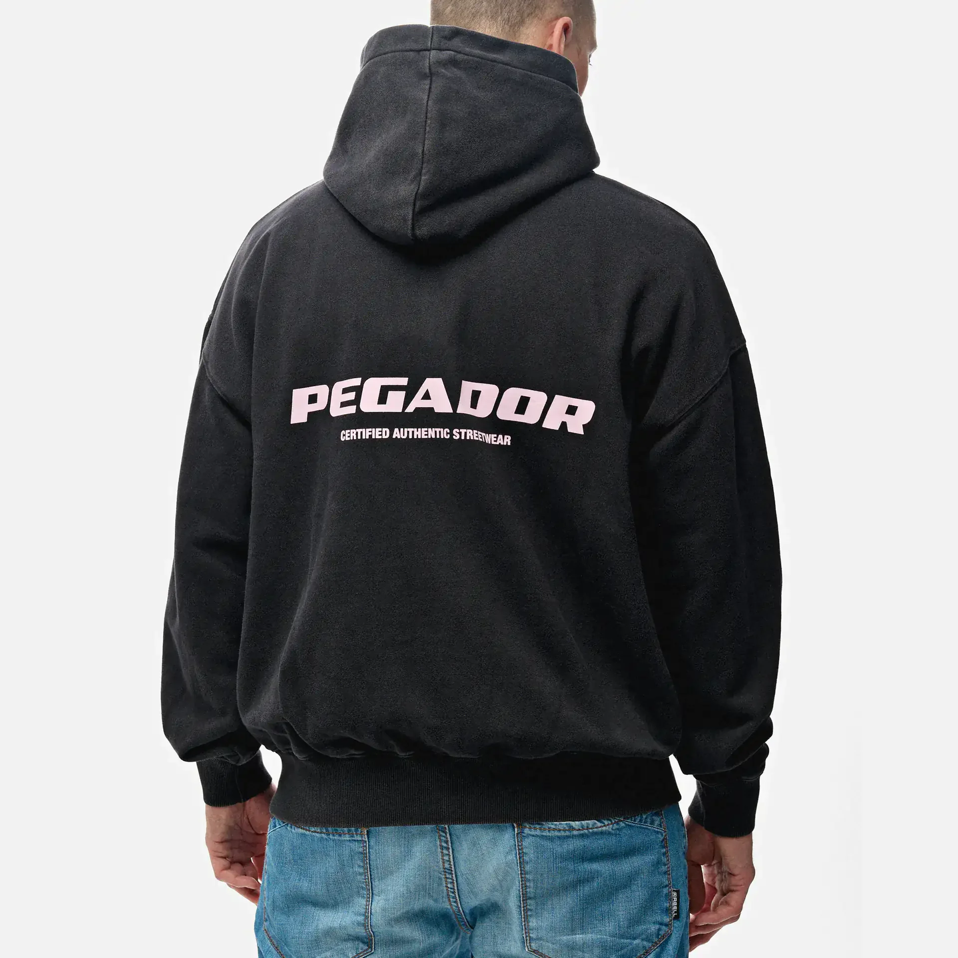 PEGADOR Colne Logo Oversized Sweat Jacket Vintage Black Bubblegum