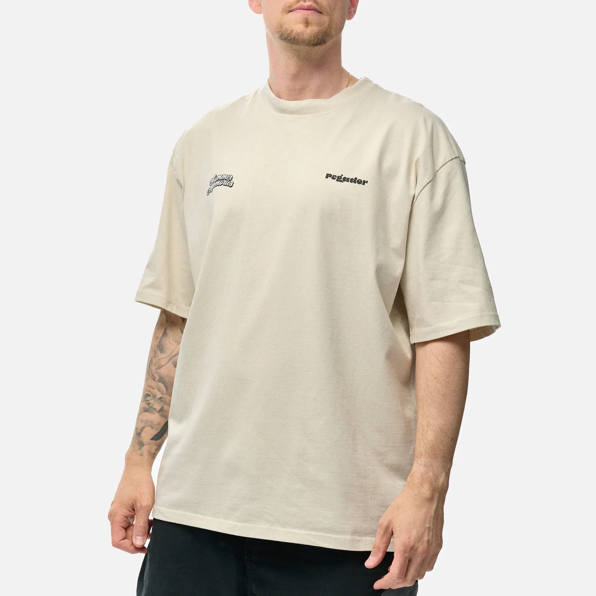 PEGADOR Farren Oversized T-Shirt Washed Salty Cream 