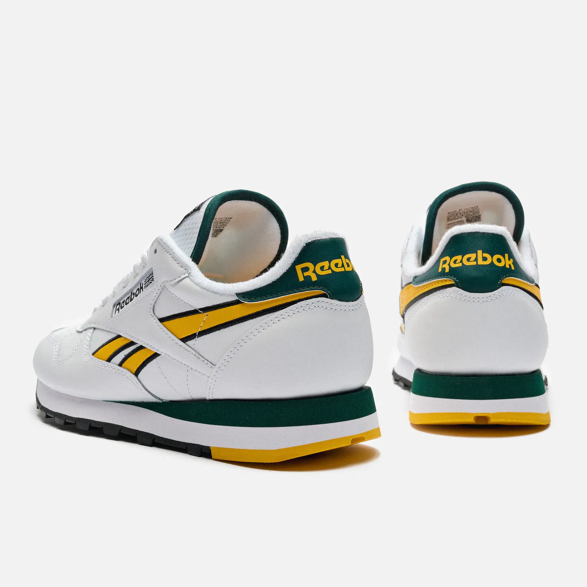 Reebok Classic Leather Sneaker White/Fierce Gold/Collegiate Green