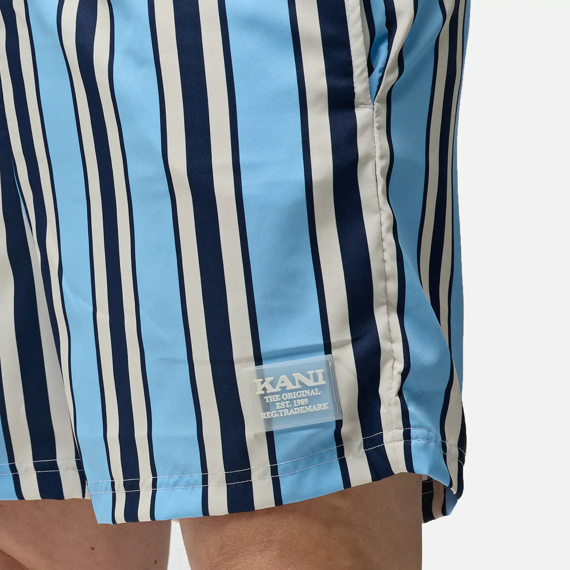 Karl Kani Retro Striped Swim Shorts Light Blue/White/Blue