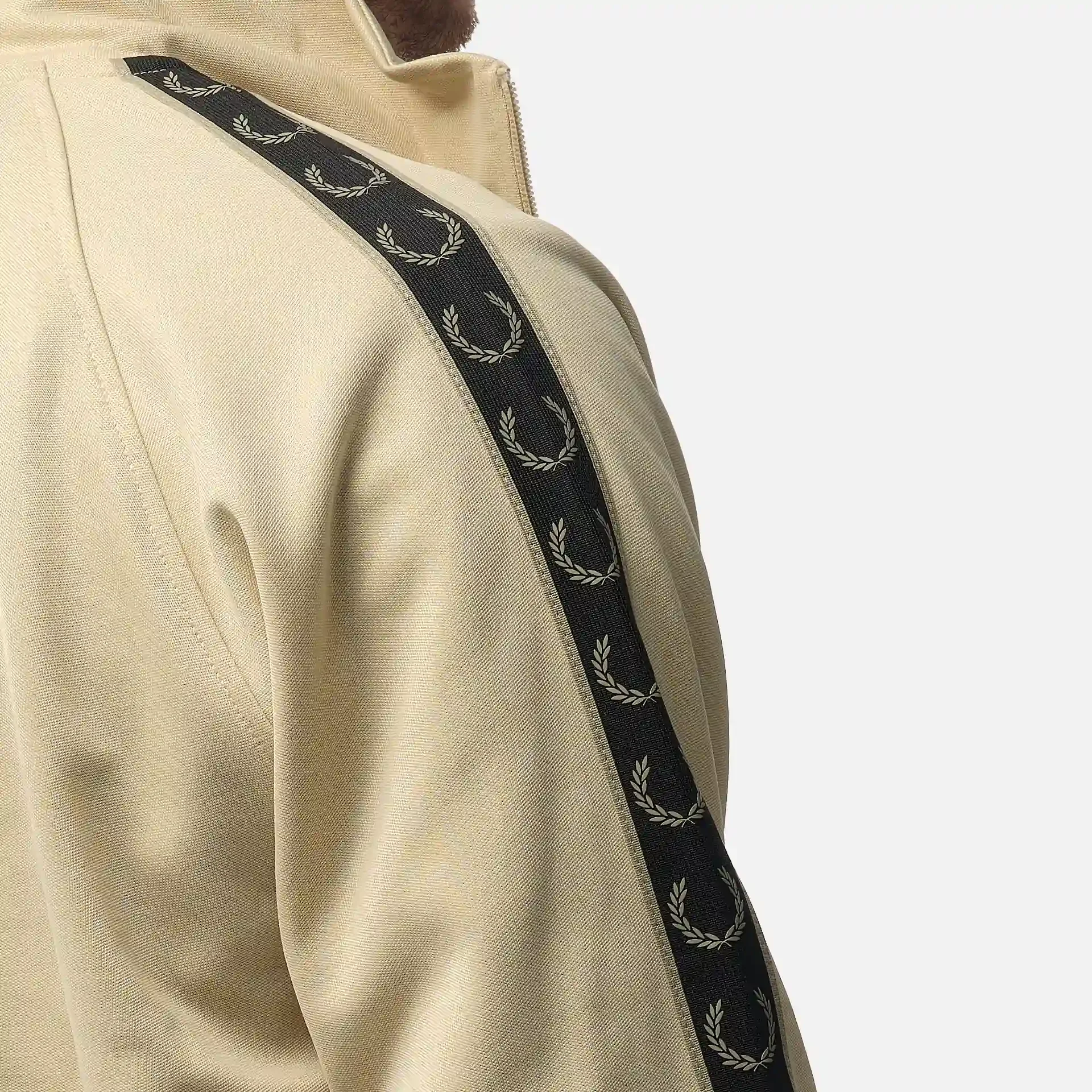 Fred Perry Contrast Taped Track Jacket Oatmeal/Warm Grey