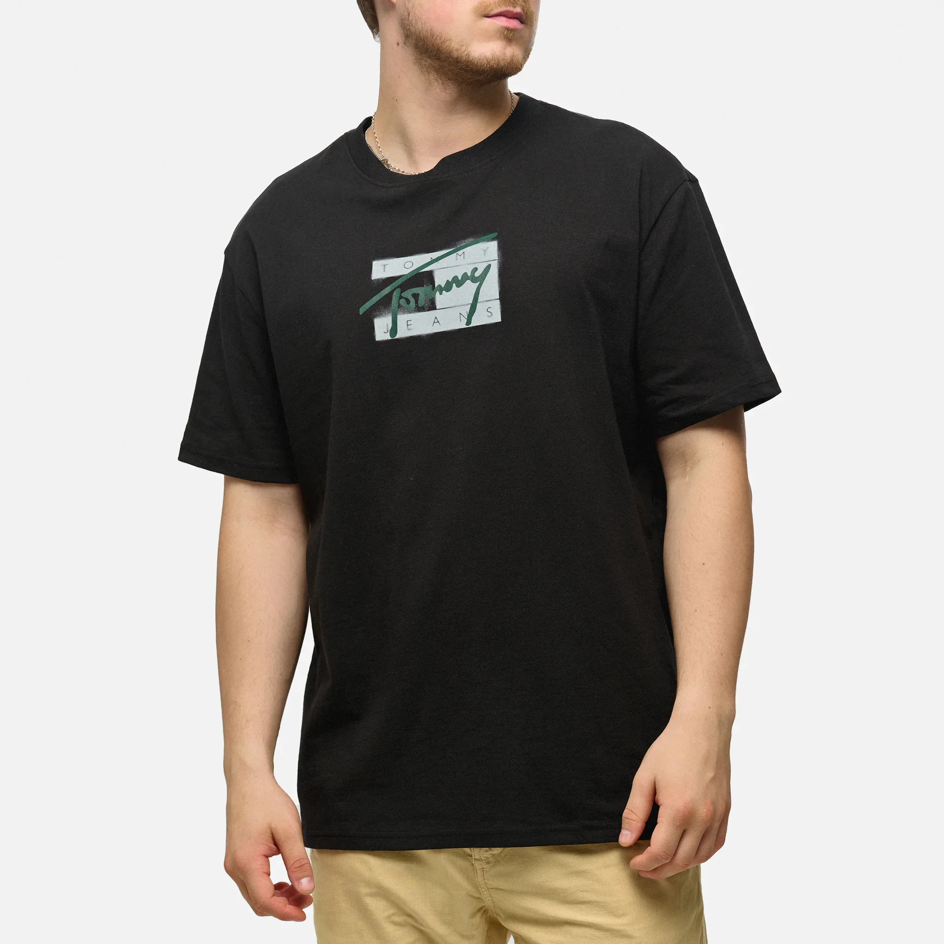 Tommy Jeans Regular Street Sig Flag T-Shirt Black 