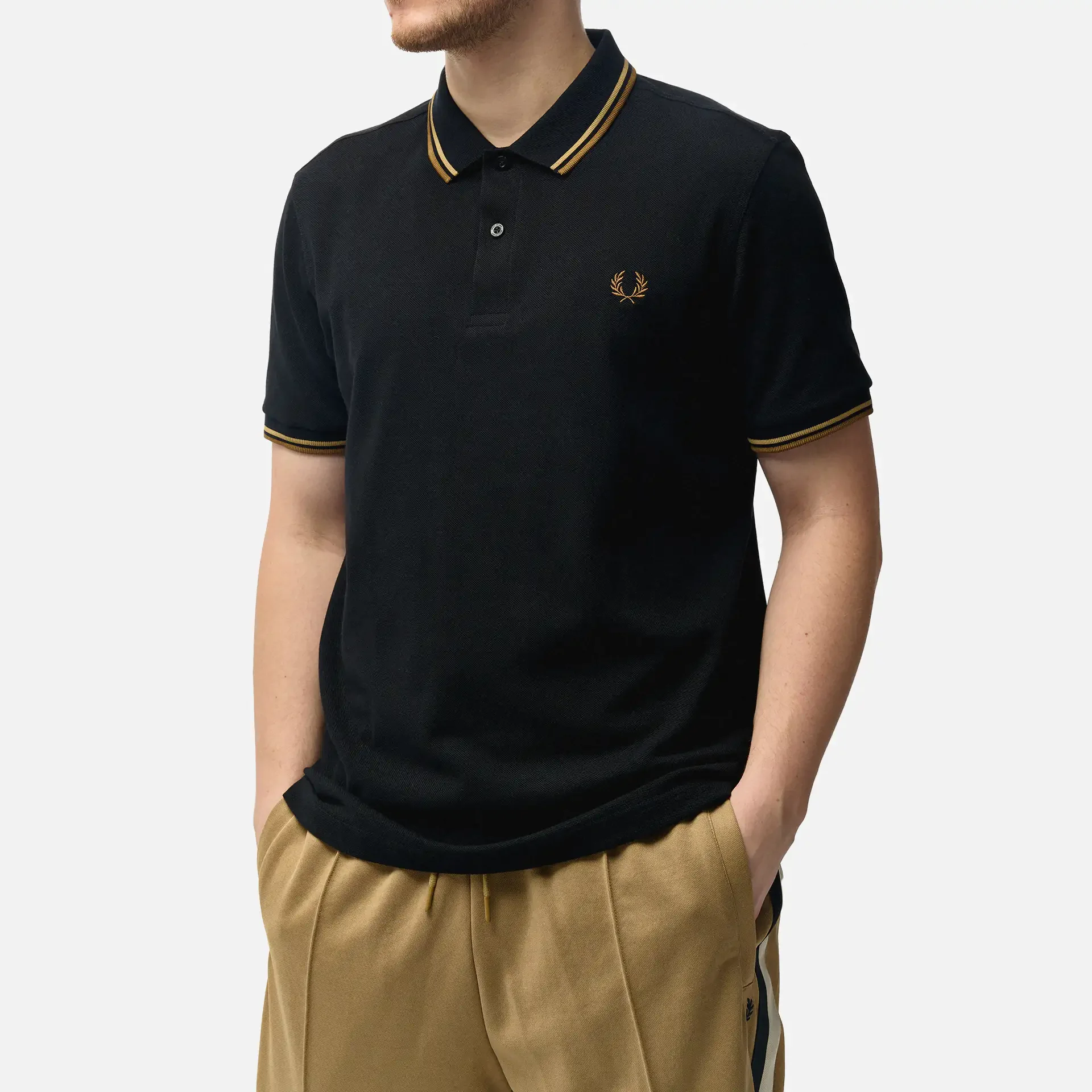 Fred Perry Twin Tipped Polo Shirt Black/Warm Stone/Shaded Stone