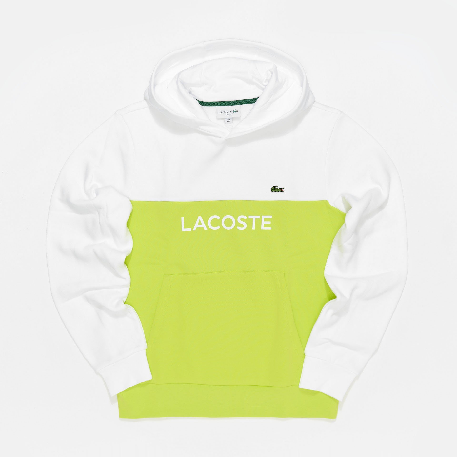 Lacoste Color Block Hoody White/Lime