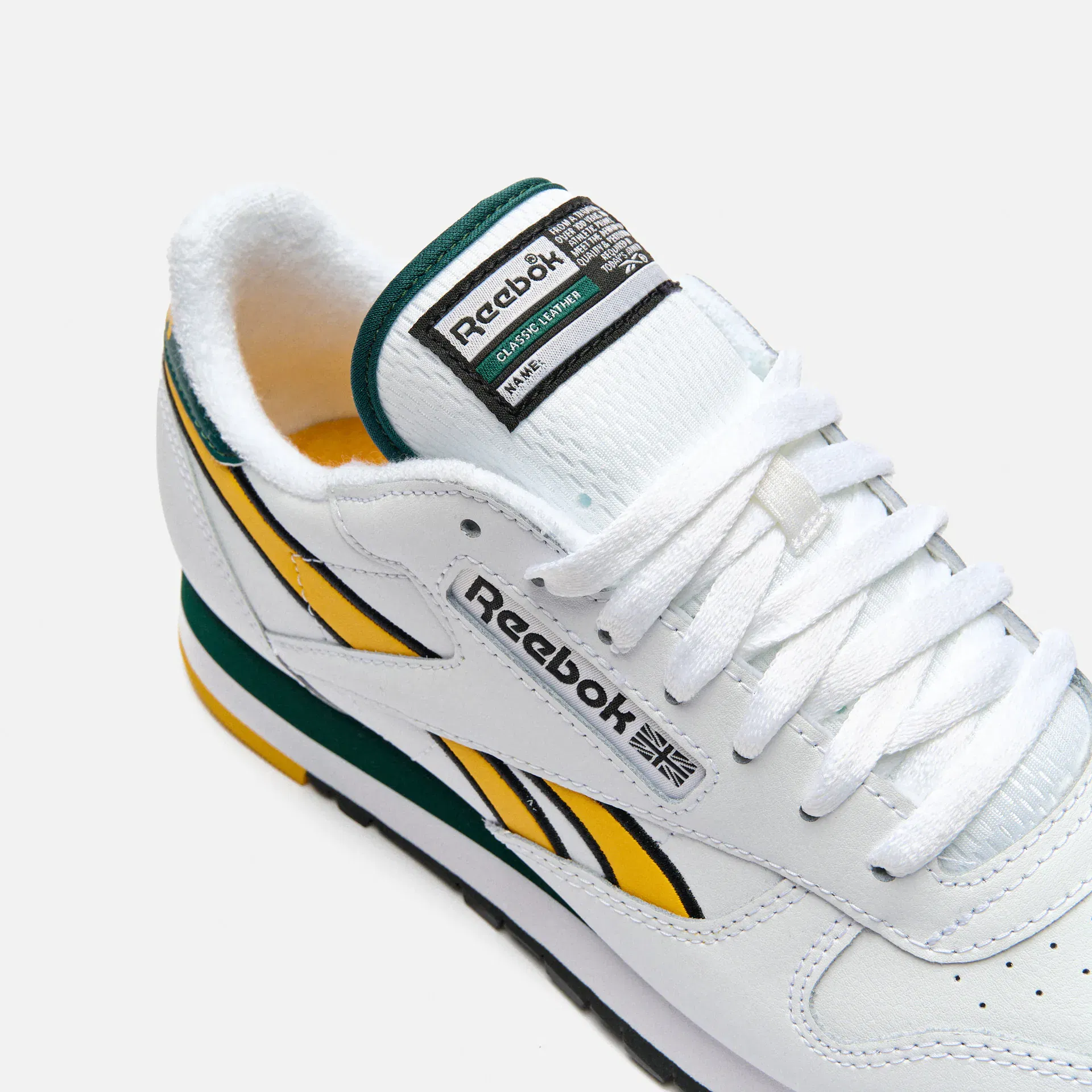 Reebok Classic Leather Sneaker White/Fierce Gold/Collegiate Green