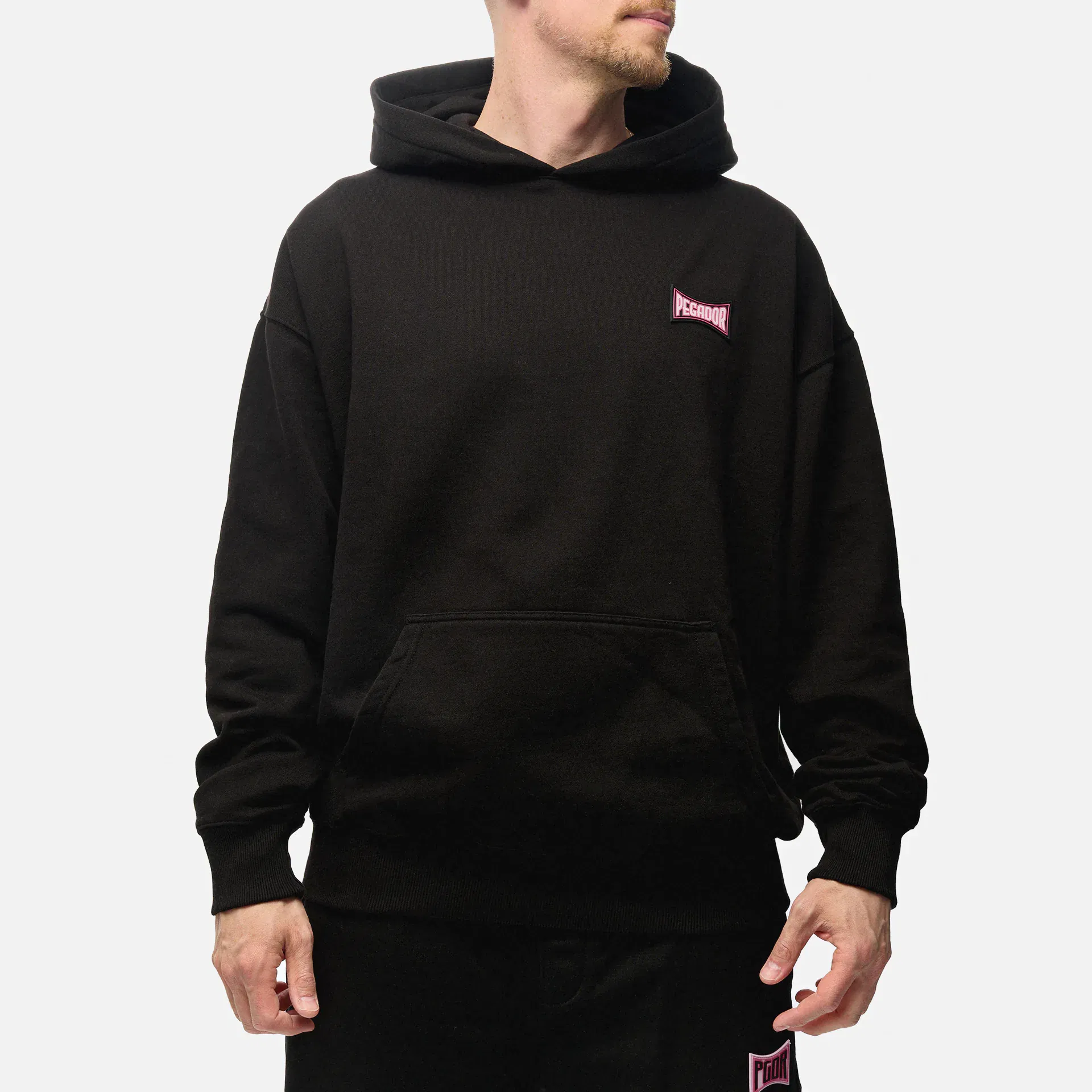 PEGADOR Dacko Oversized Hoodie Washed Black Bubblegum