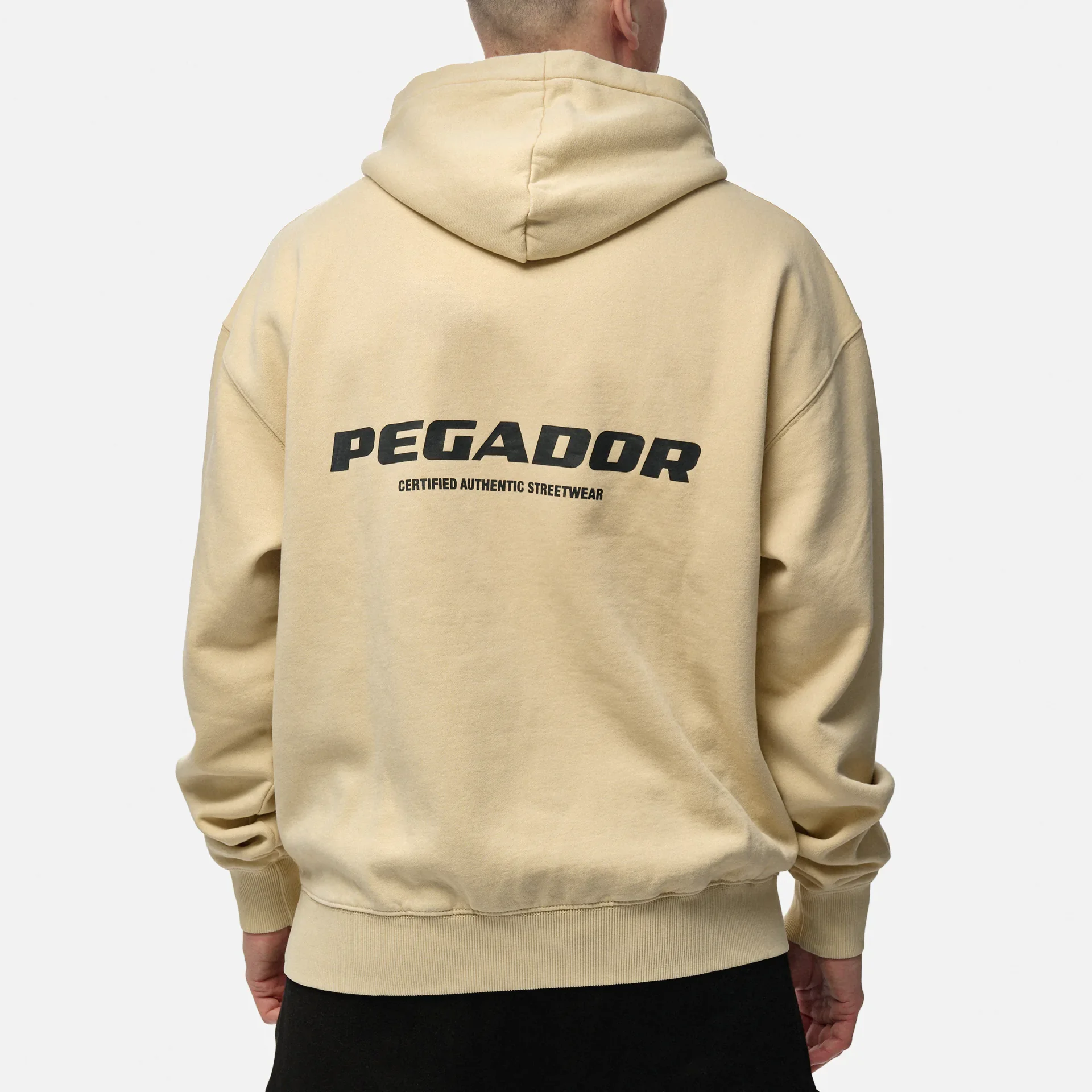 PEGADOR Colne Logo Oversized Hoodie Washed Desert Sand
