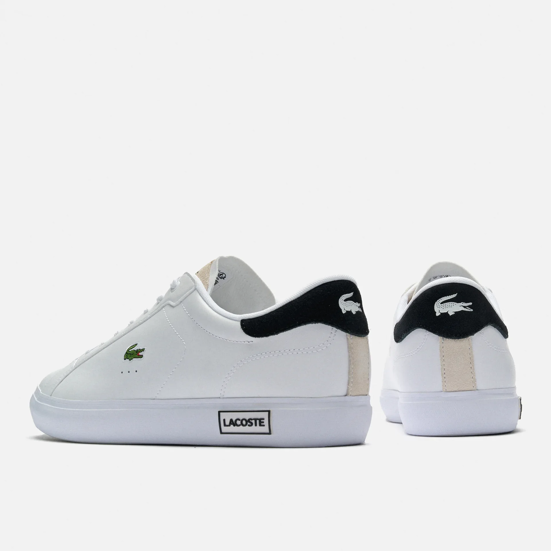 Lacoste Powercourt Logo Tongue Leather Sneaker White/Black