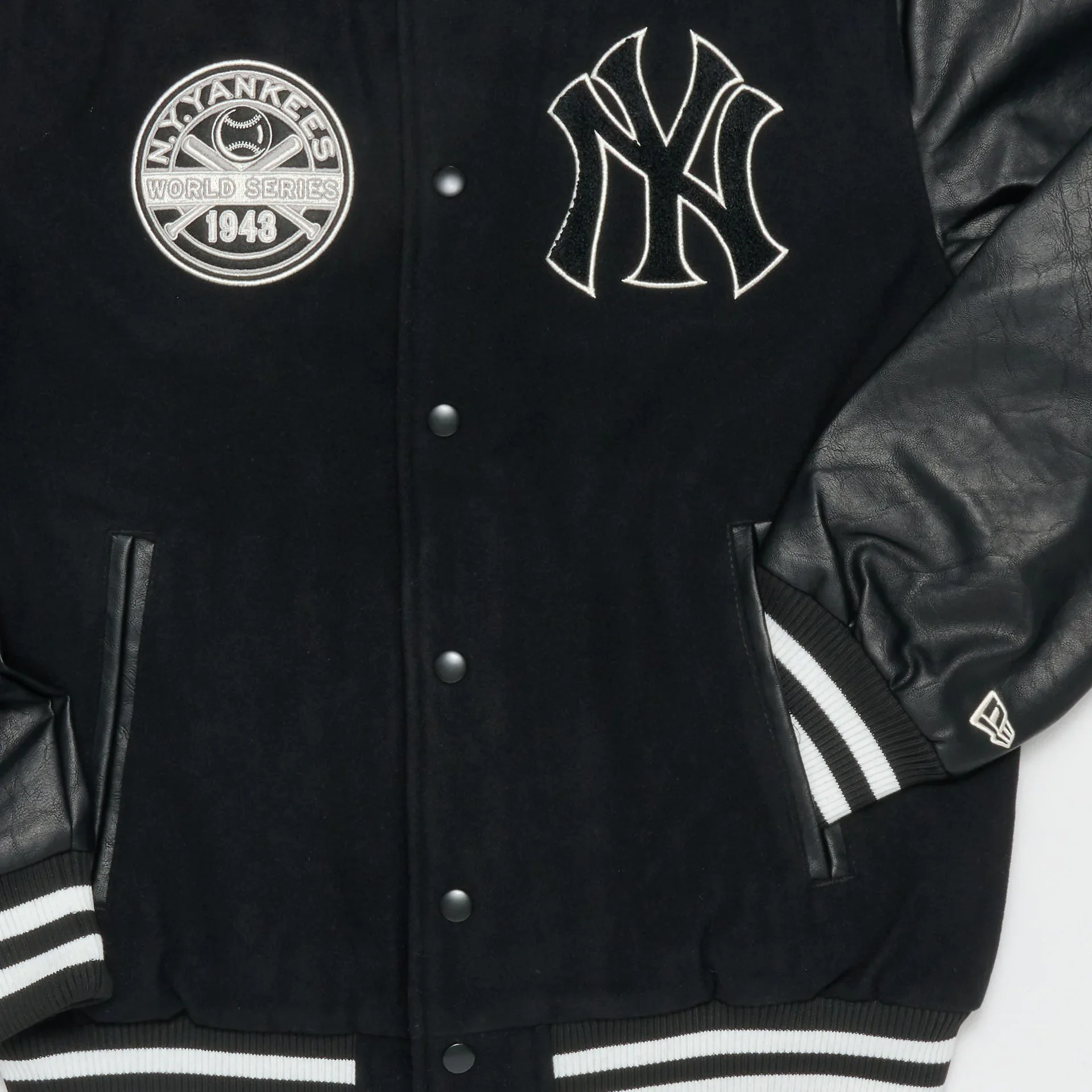 New Era MLB Large Logo Varsity Jacket Black/Off White