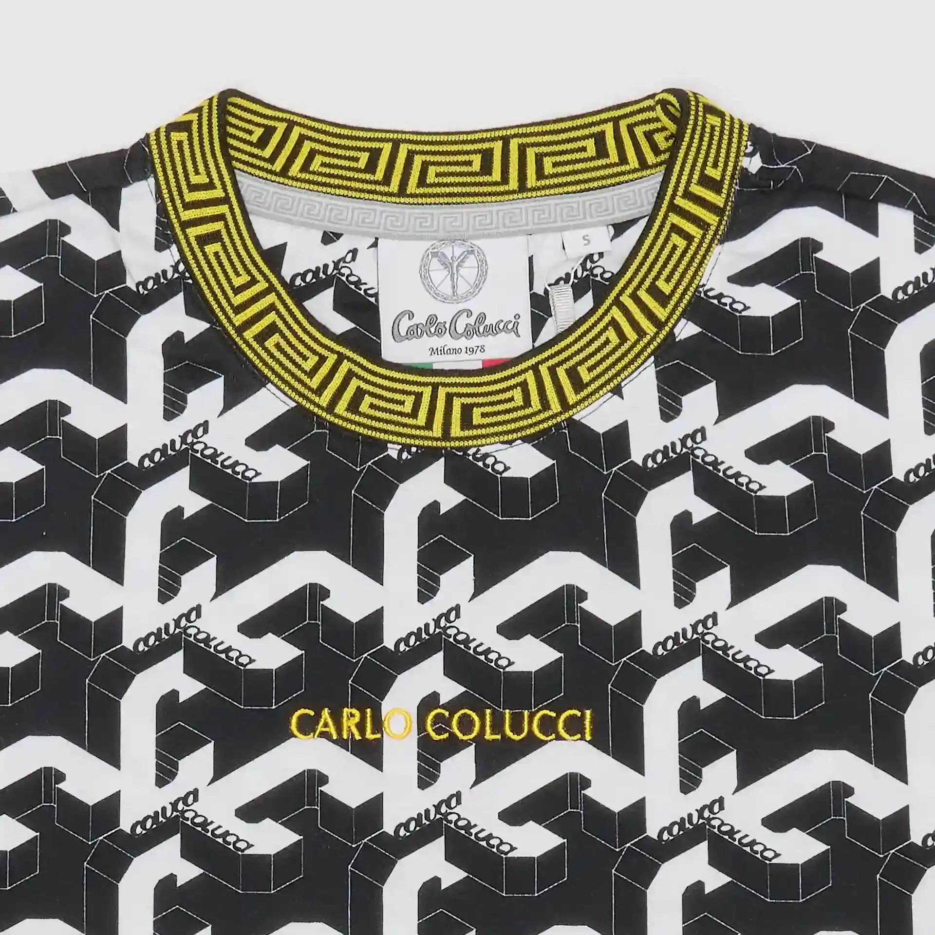Carlo Colucci Regular Fit 3D Letters T-Shirt Black