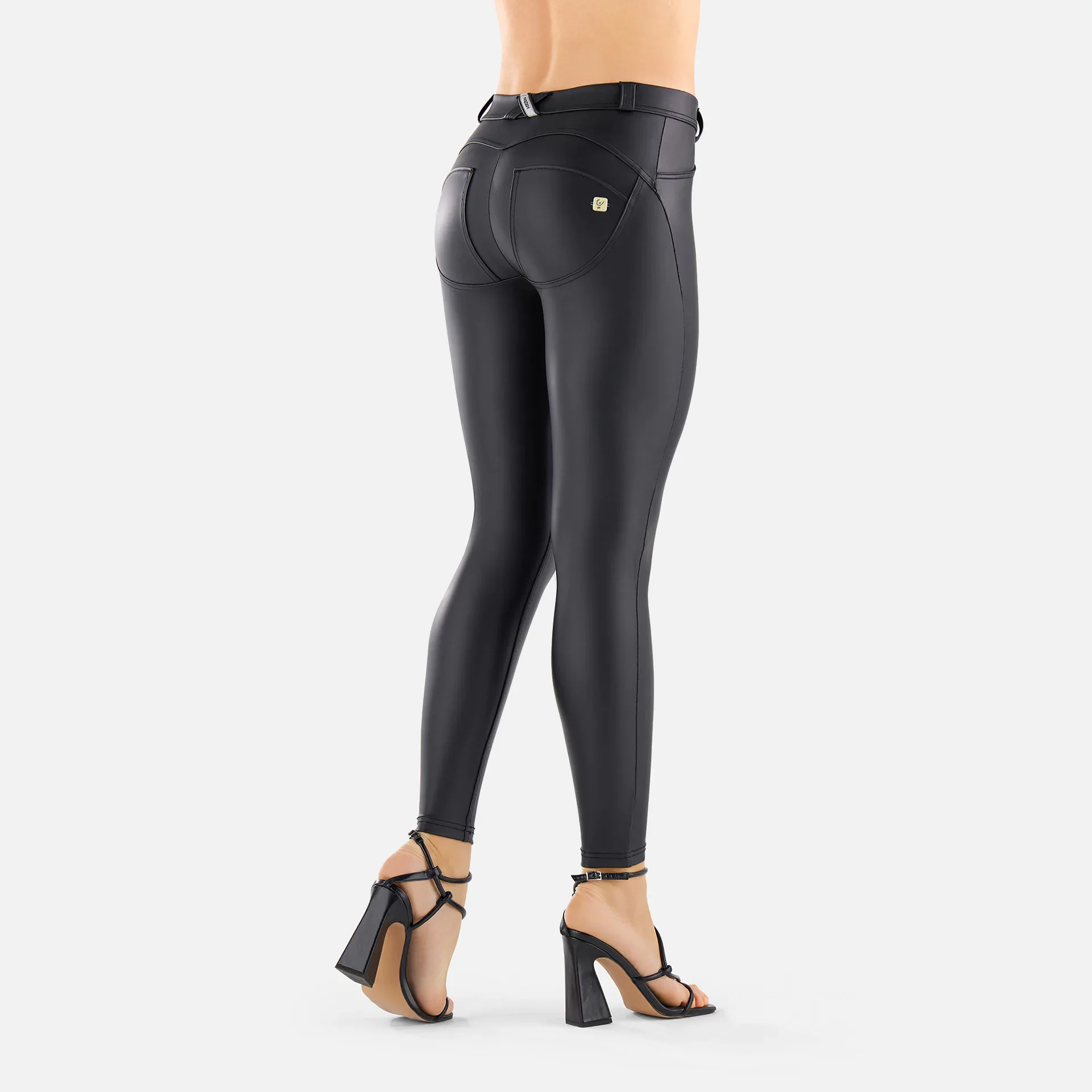 Freddy WR.UP Push Up Regular Waist Faux Leather Trousers Black