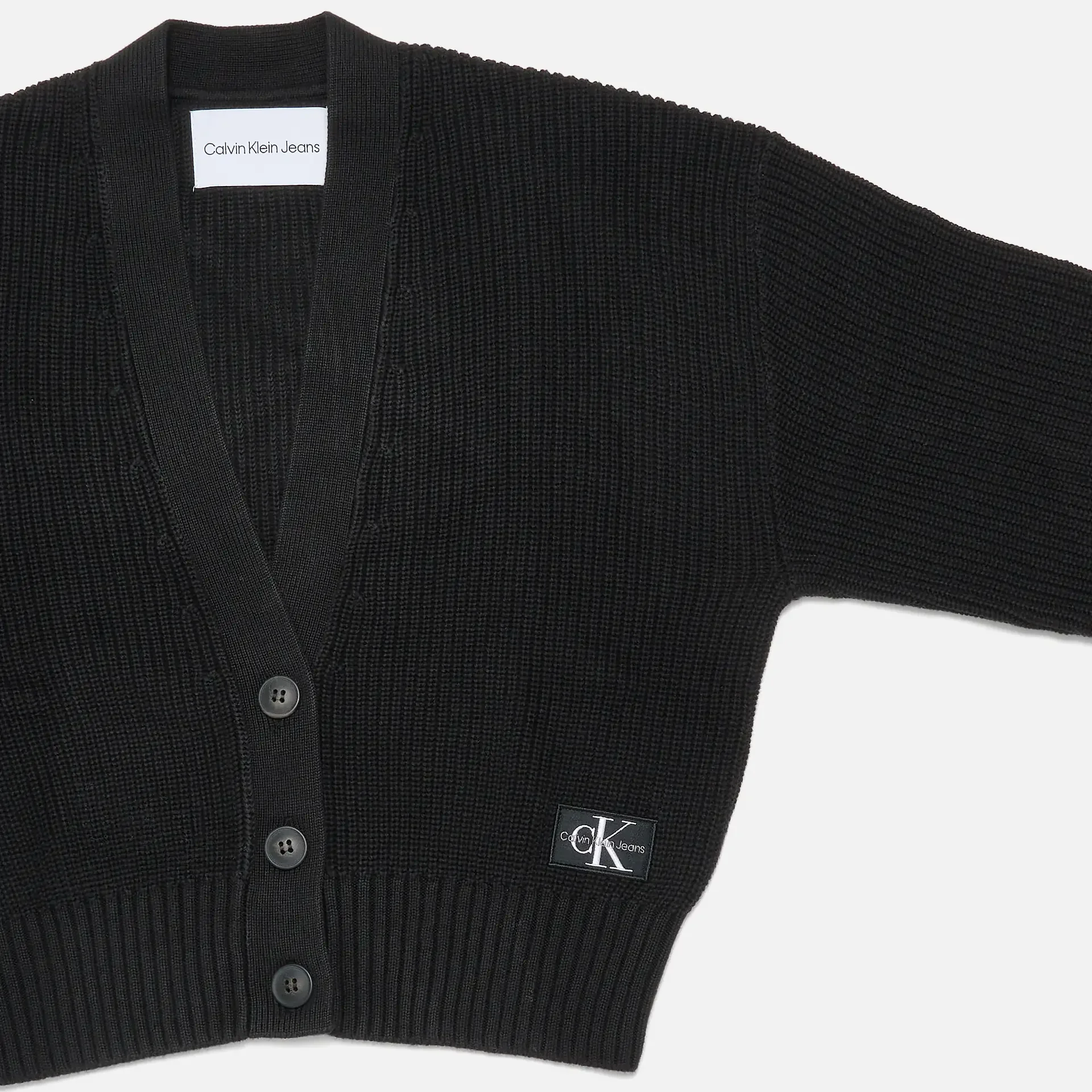Calvin Klein Jeans Label Chunky Sweater Cardigan Black