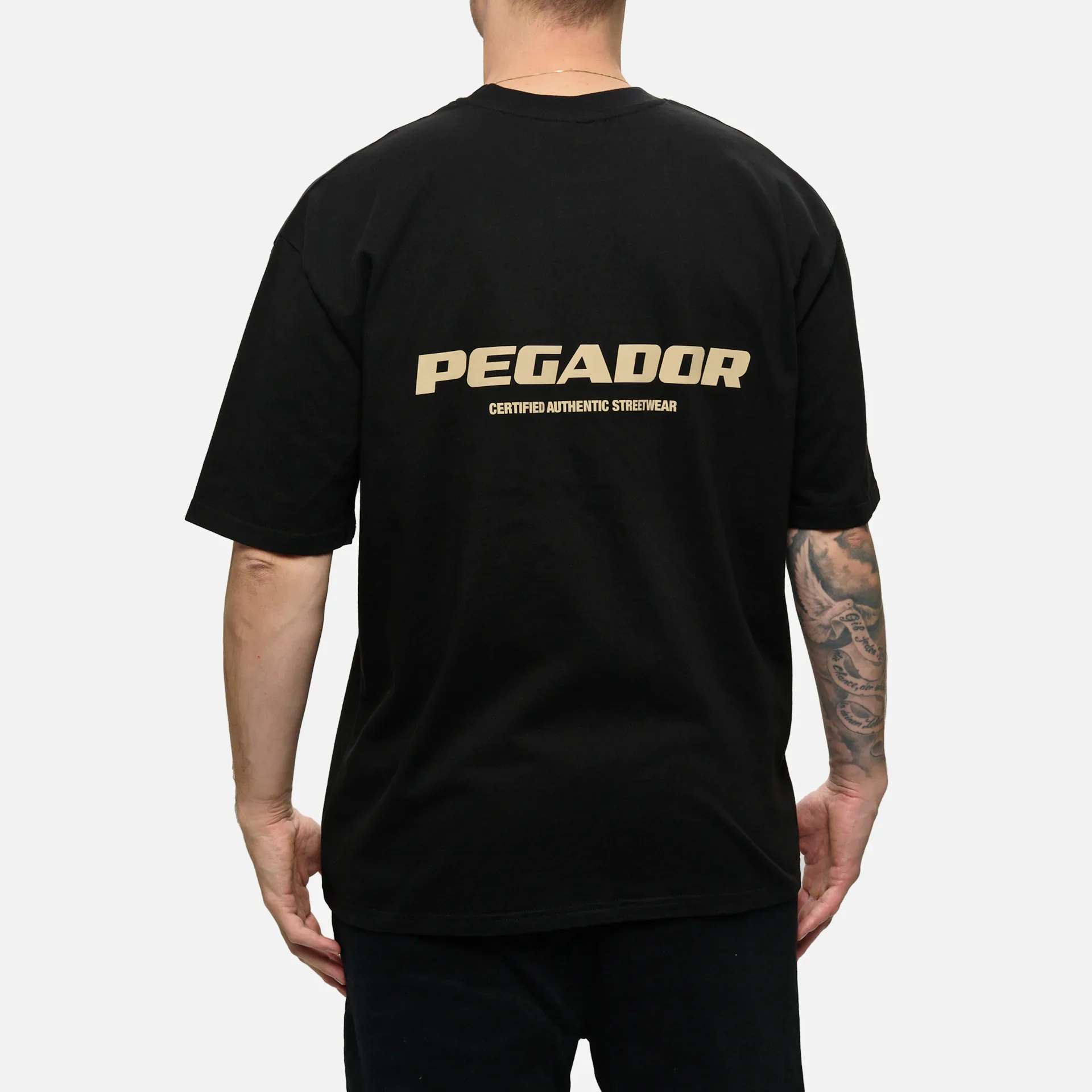 PEGADOR Colne Logo Oversized T-Shirt Vintage Washed Black Onyx