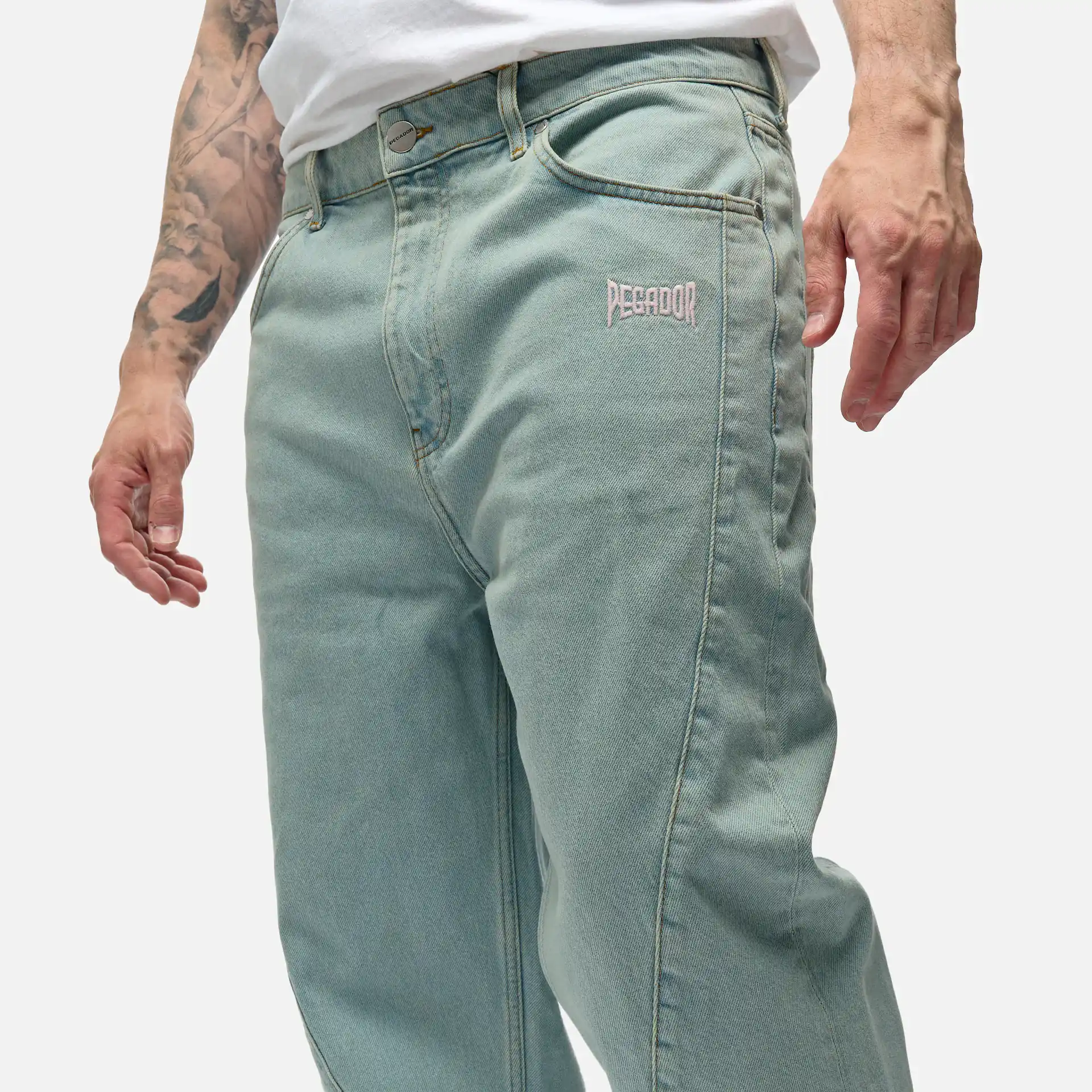 PEGADOR Valmar Baggy Jeans Sand Washed Blue