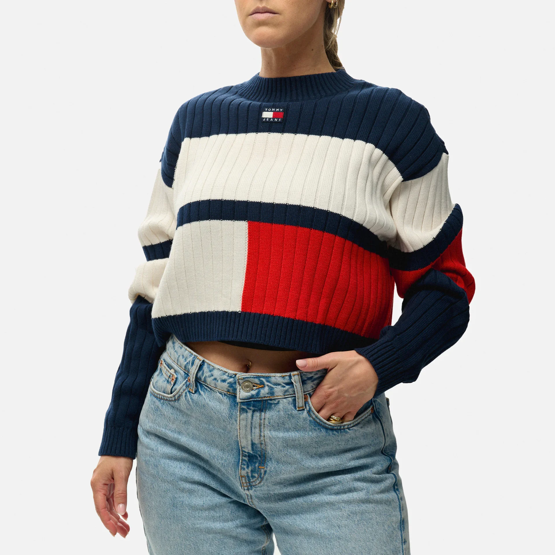 Tommy Jeans Colorblock Badge Sweater Ancient White/Multi
