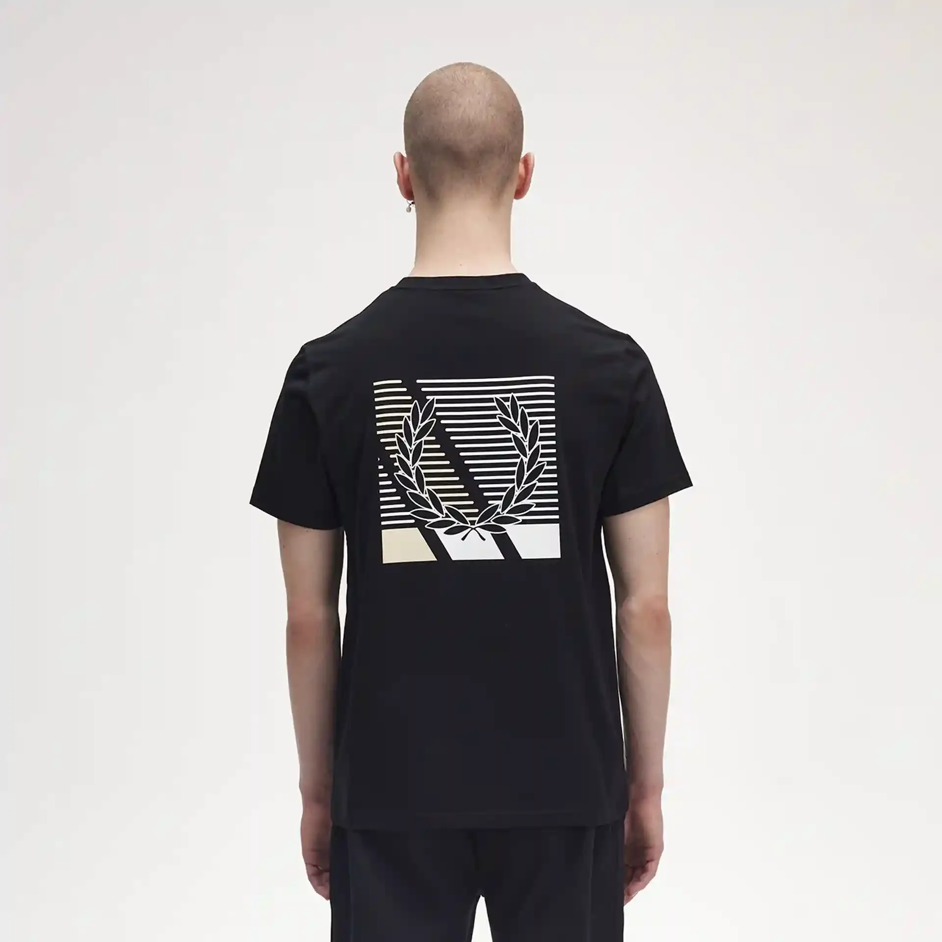 Fred Perry Glitched Laurel Wreath Graphic T-Shirt Black
