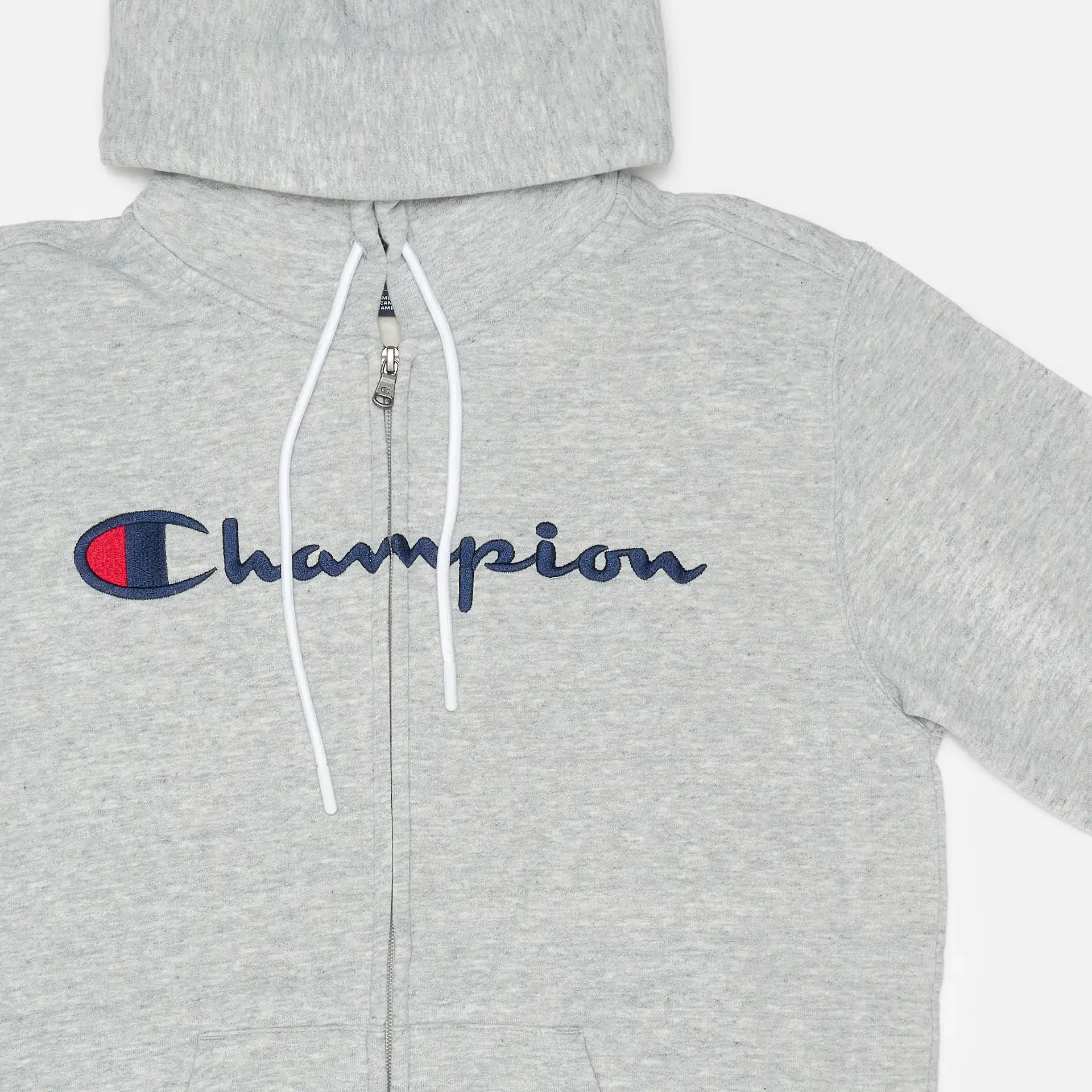 Champion American Classics Hooded Full Zip Sweatshirt New Oxford Grey Melange
