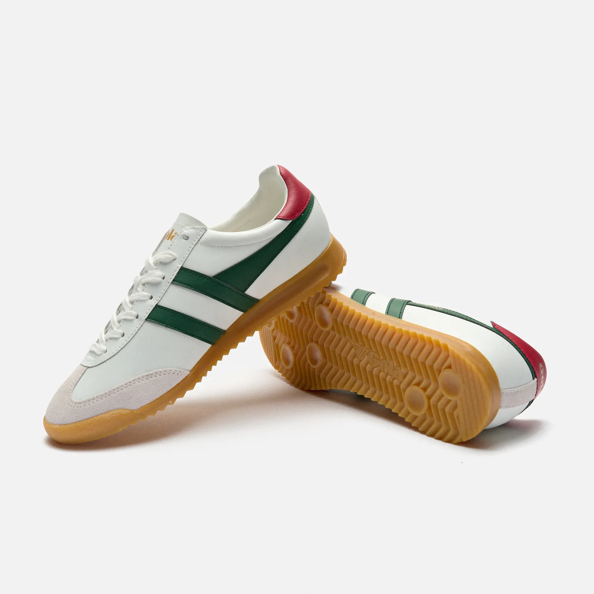 Gola Torpedo Leather Sneaker White/Evergreen/Deep Red