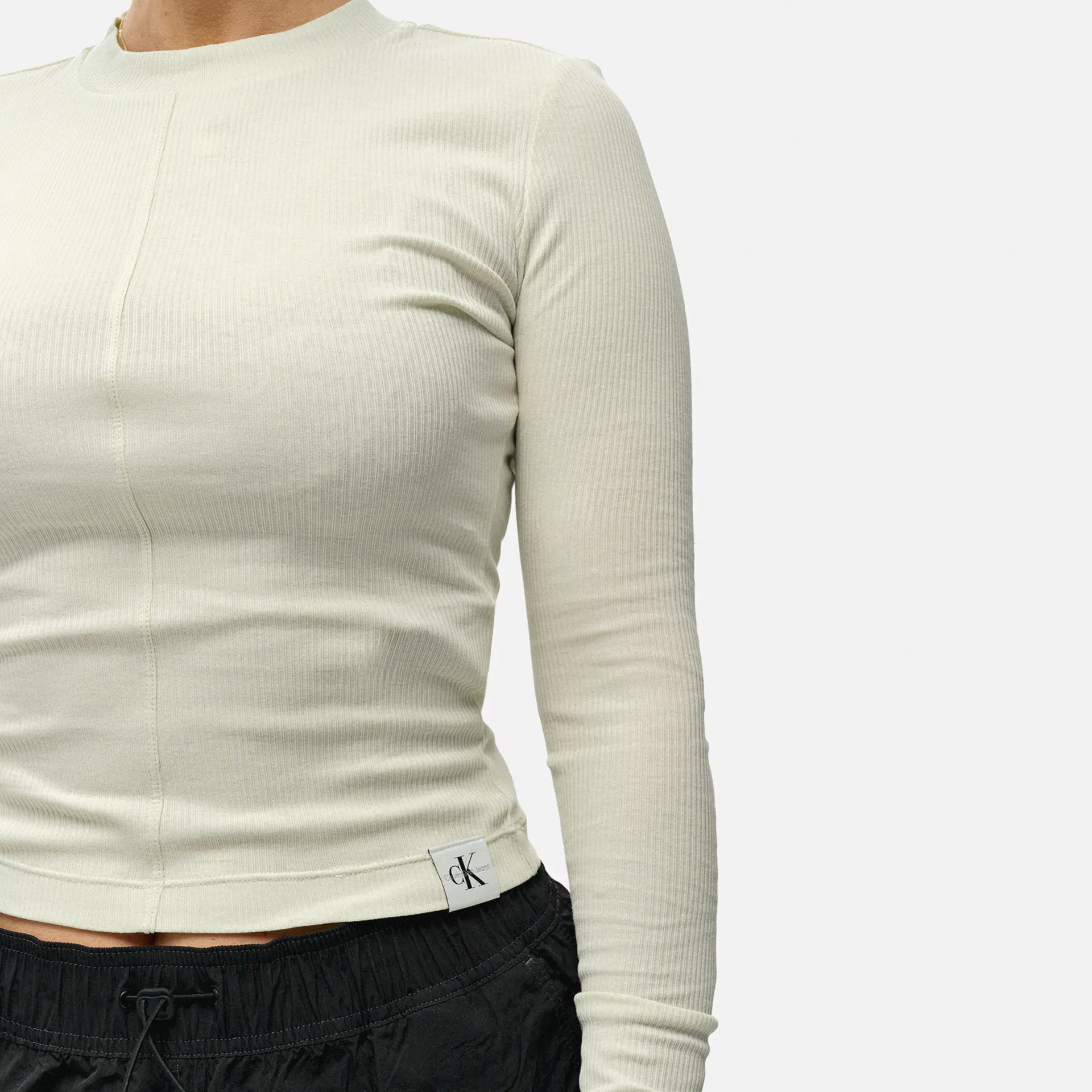 Calvin Klein Jeans Seaming Rib Long Sleeve Top Icicle