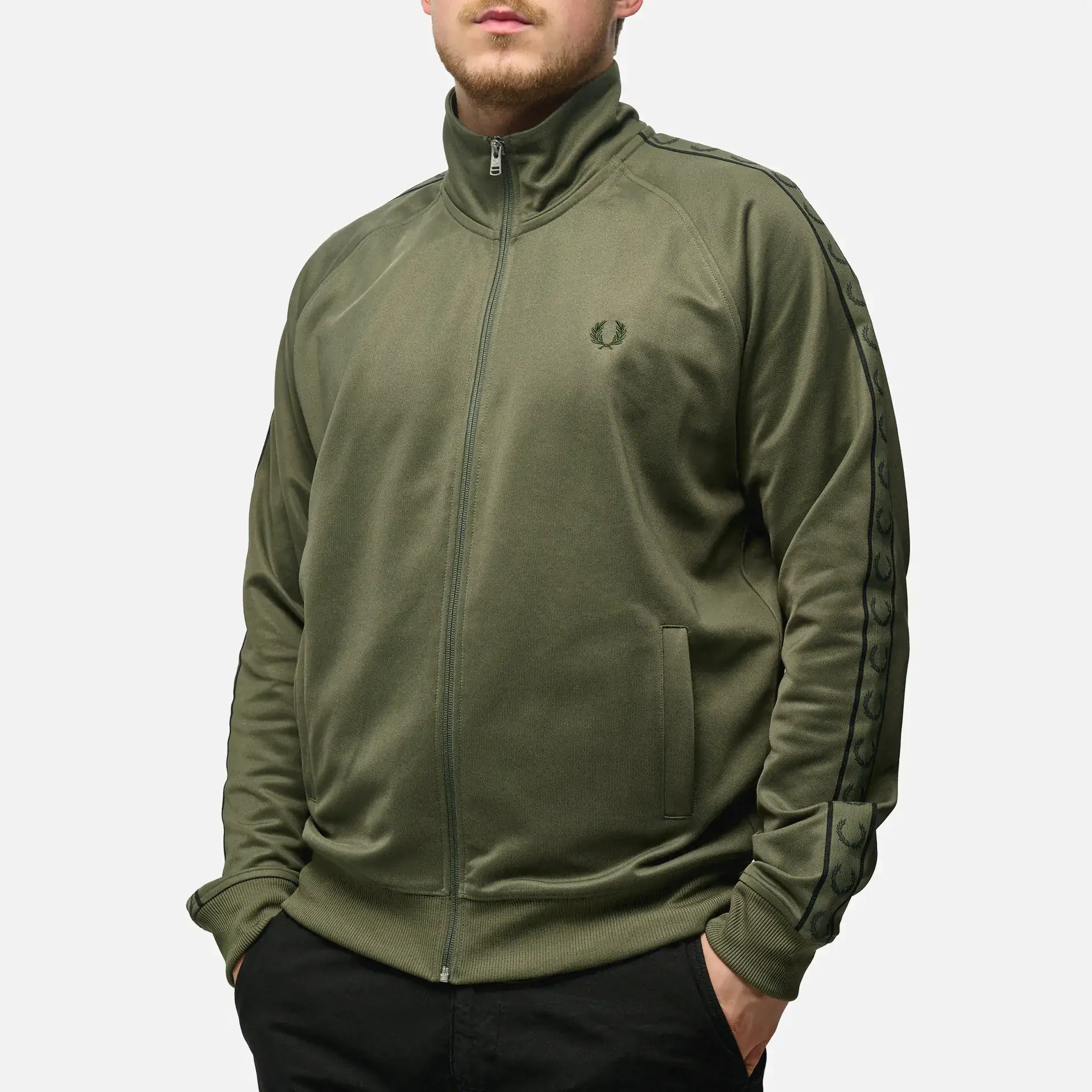 Fred Perry Contrast Tape Track Jacket Laurel Wreath Green/Night Green