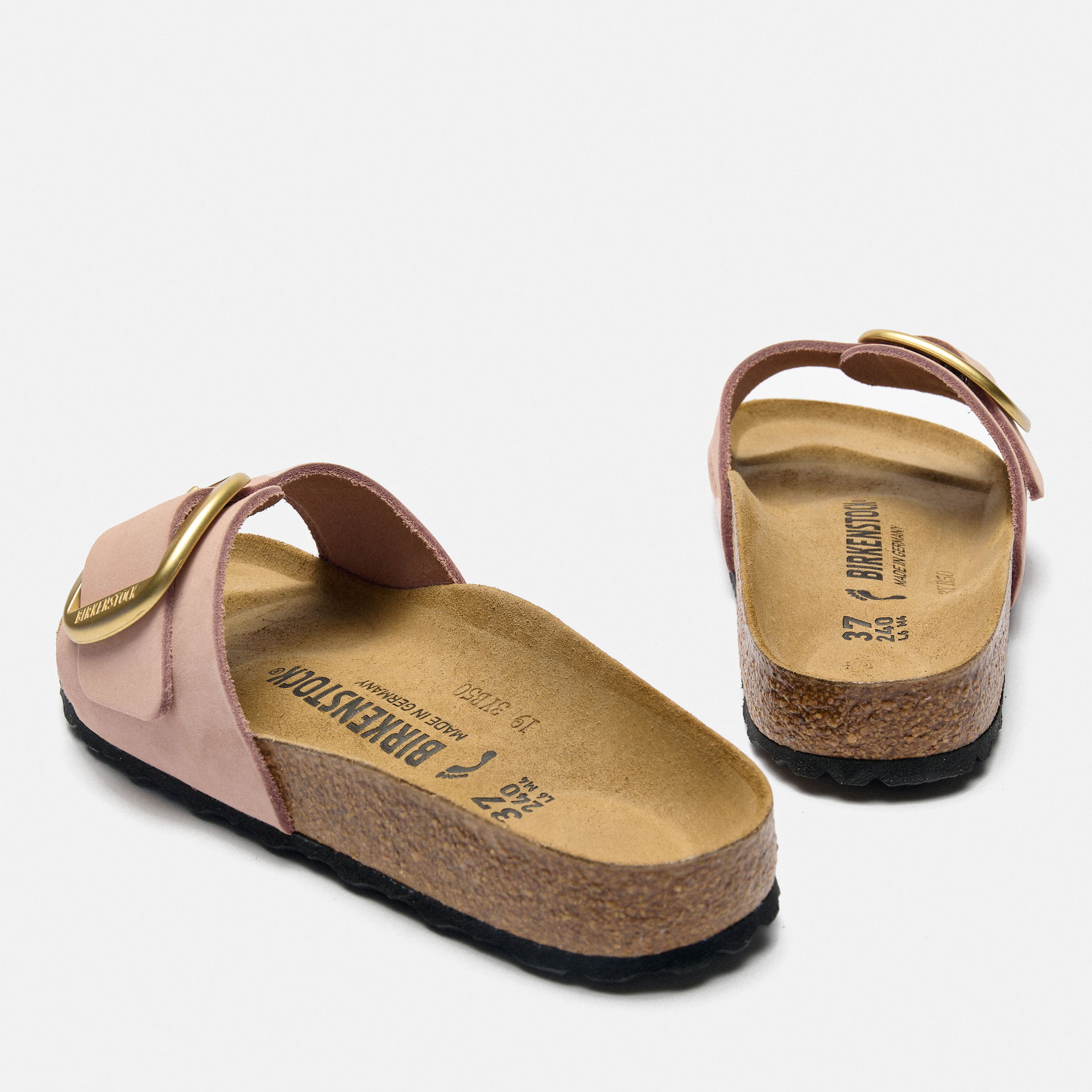 Birkenstock Madrid Big Buckle Narrow Nubuck Leather Soft Pink