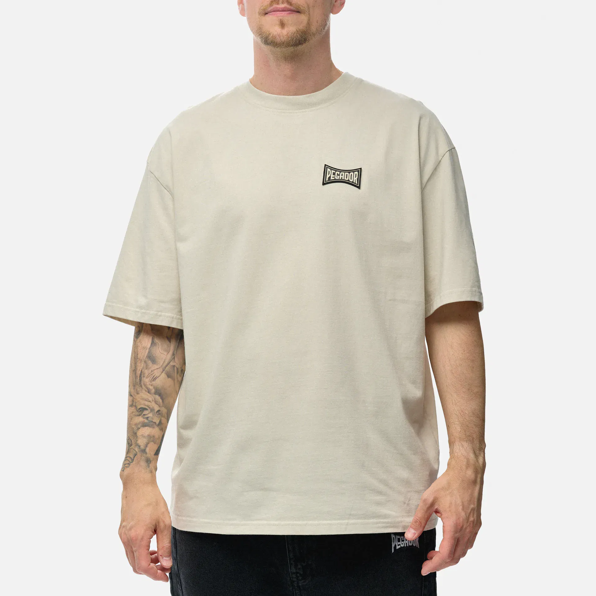 PEGADOR Dacko Oversized T-Shirt Washed Salty Cream Black