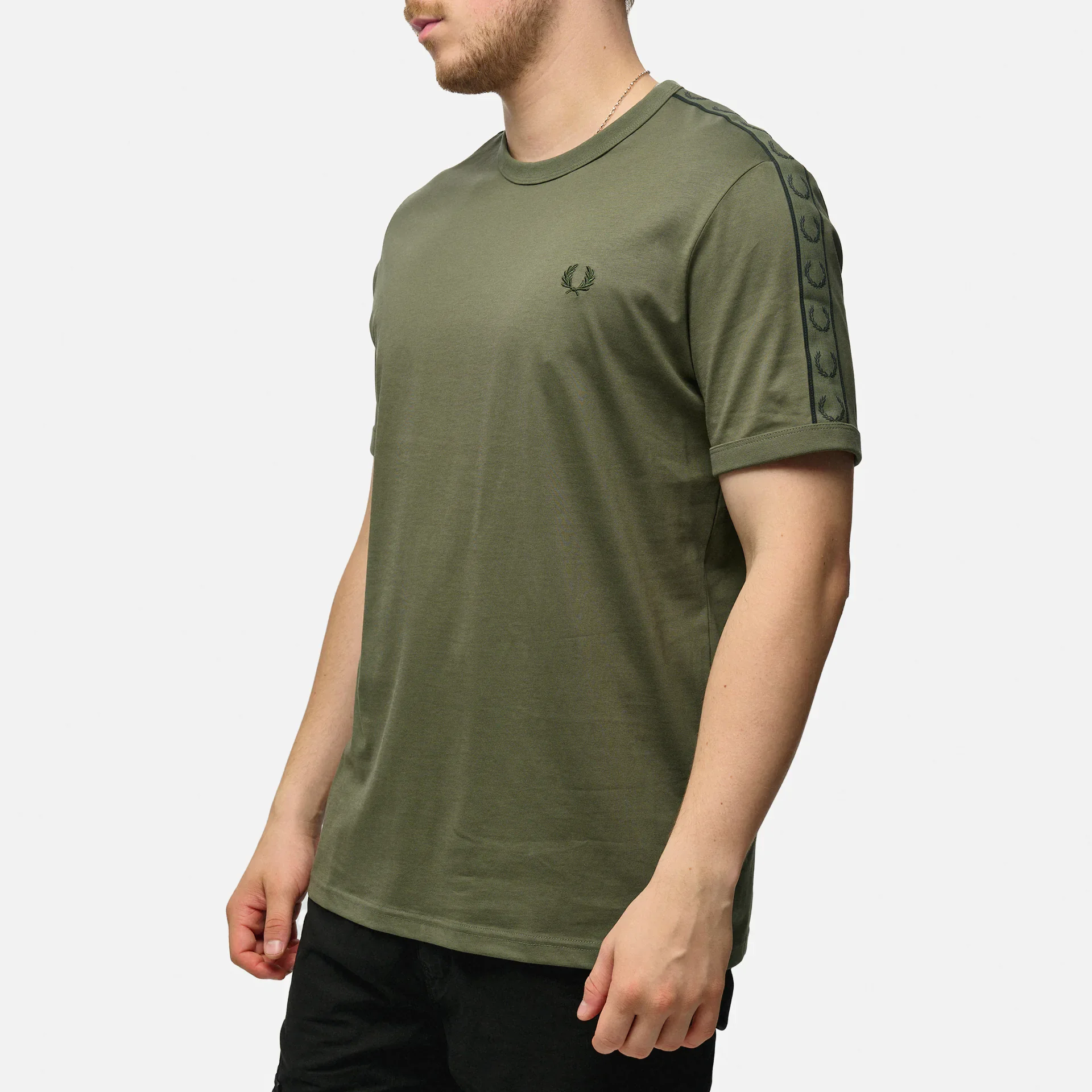 Fred Perry Contrast Tape Ringer T-Shirt Laurel Wreath Green/Night Green