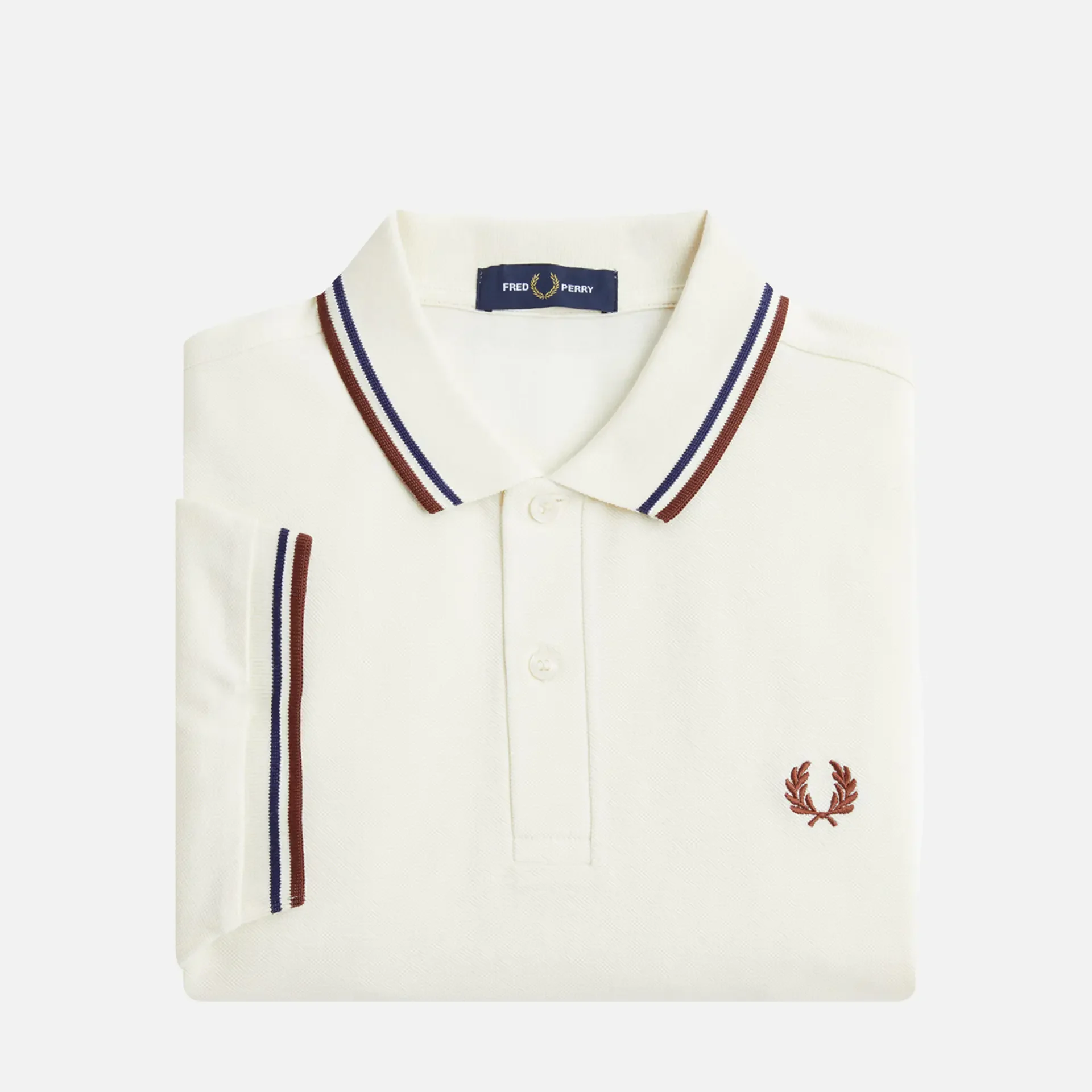 Fred Perry Twin Tipped Polo Shirt Ercu/Navy/Whiskey Brown