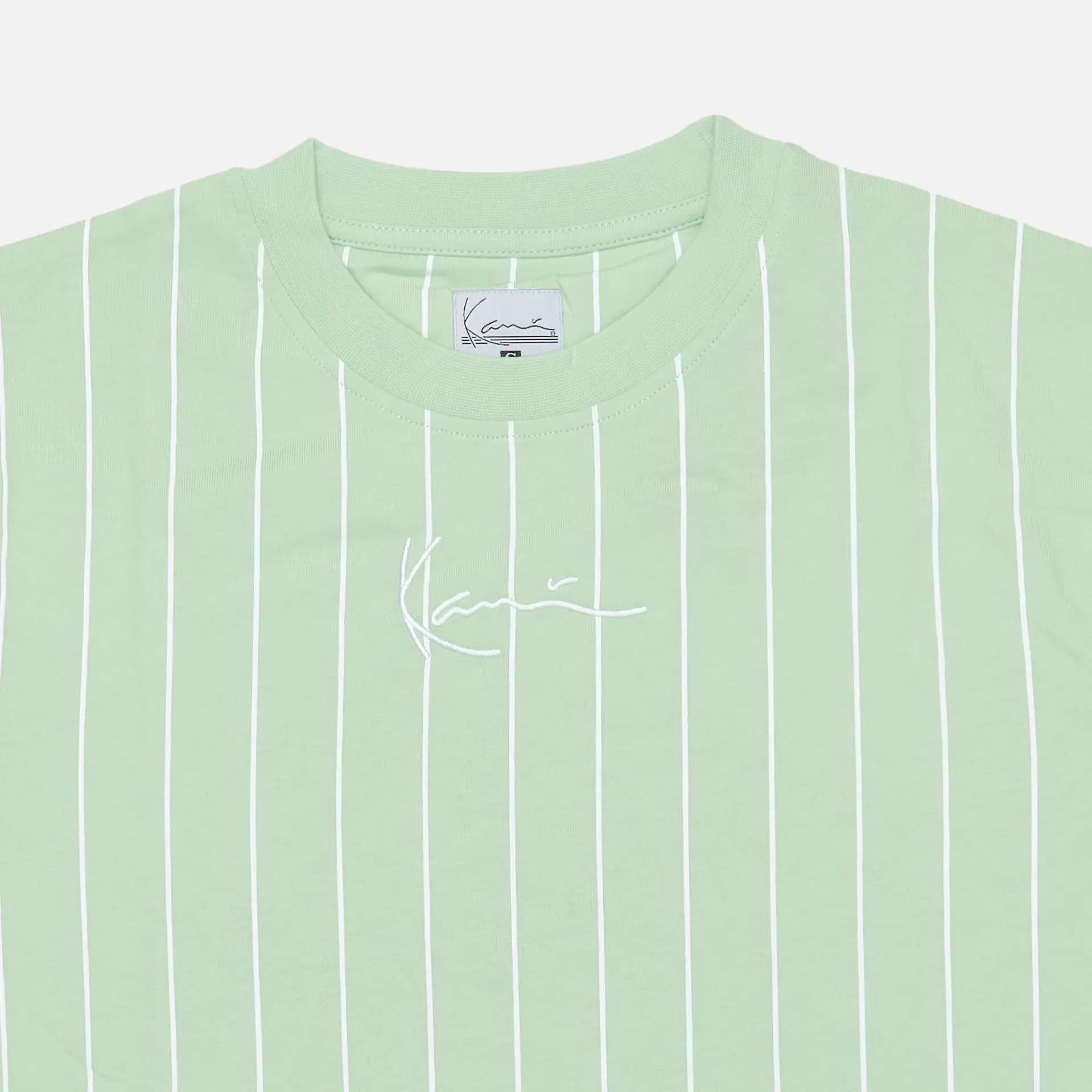 Karl Kani Small Signature Pinstripe T-Shirt Light Mint/White