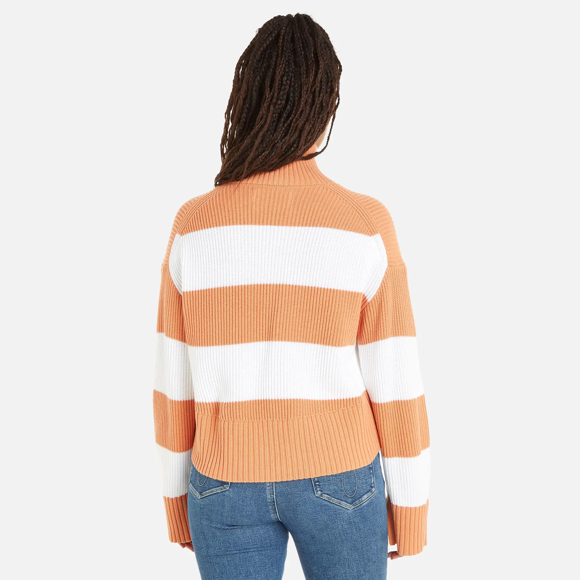 Calvin Klein Jeans Label Chunky Sweater Ivory/Tropical Orange