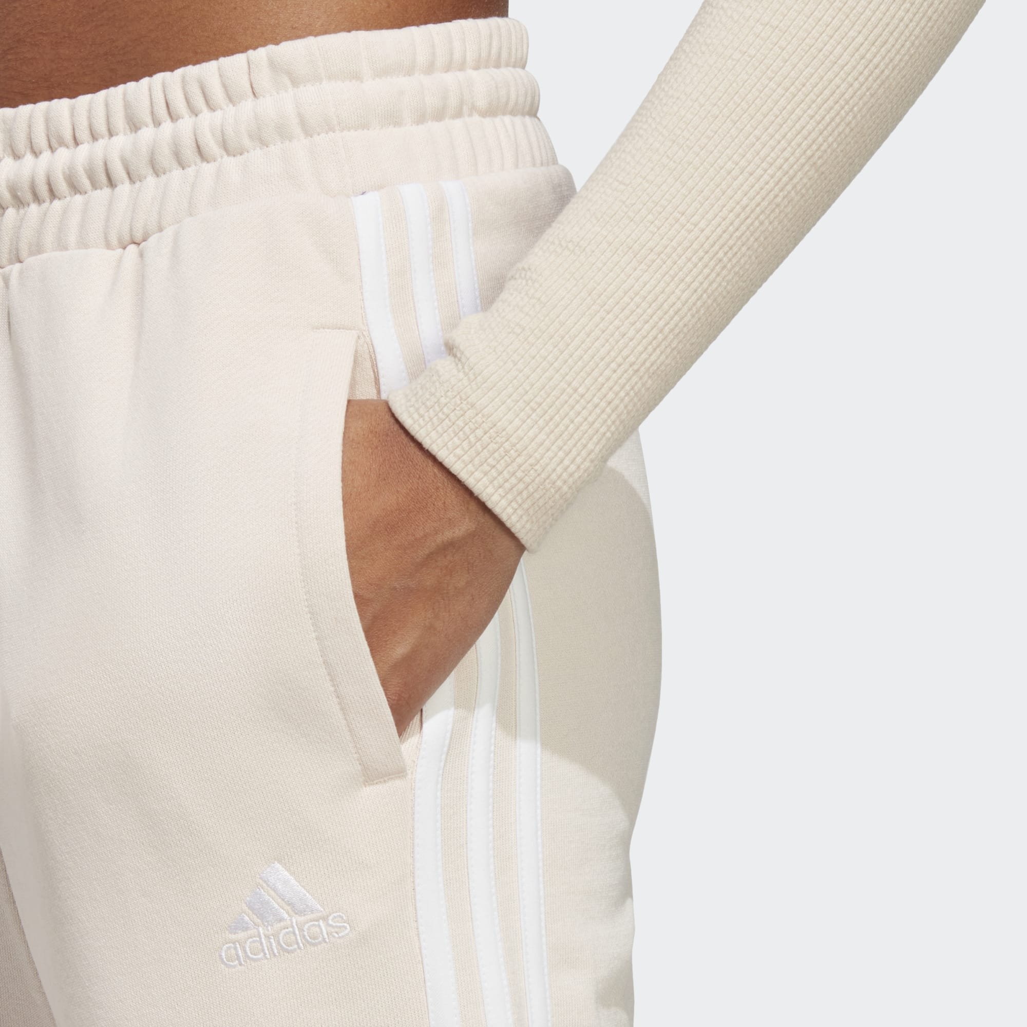 adidas Essentials 3-Stripes French Terry Wide Pants Wonqua/White