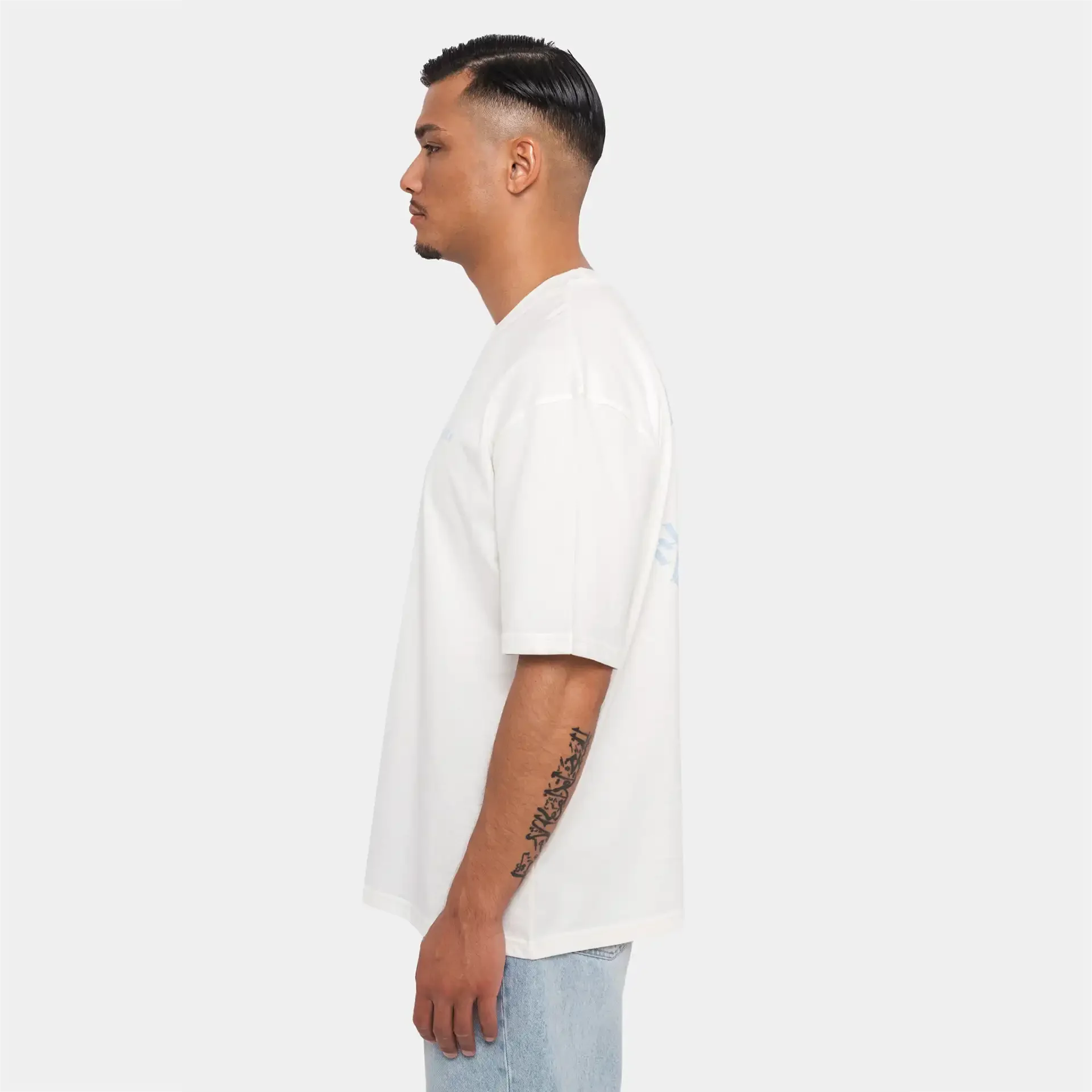 Dropsize Heavy Oversize Circle Design T-Shirt White Blue
