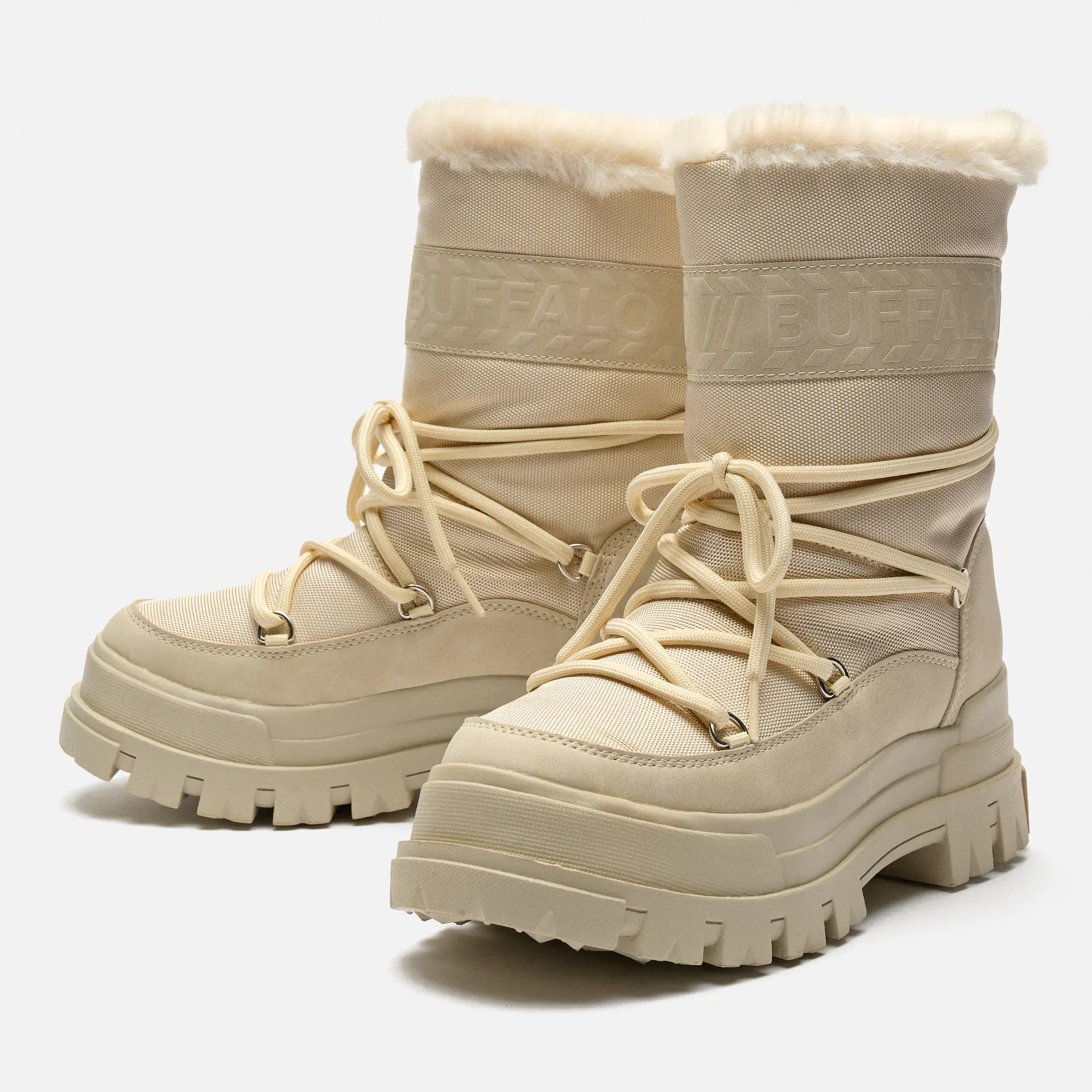 Buffalo Aspha Blizzard 2 Vegan Nylon/Nubuck Boots Cream