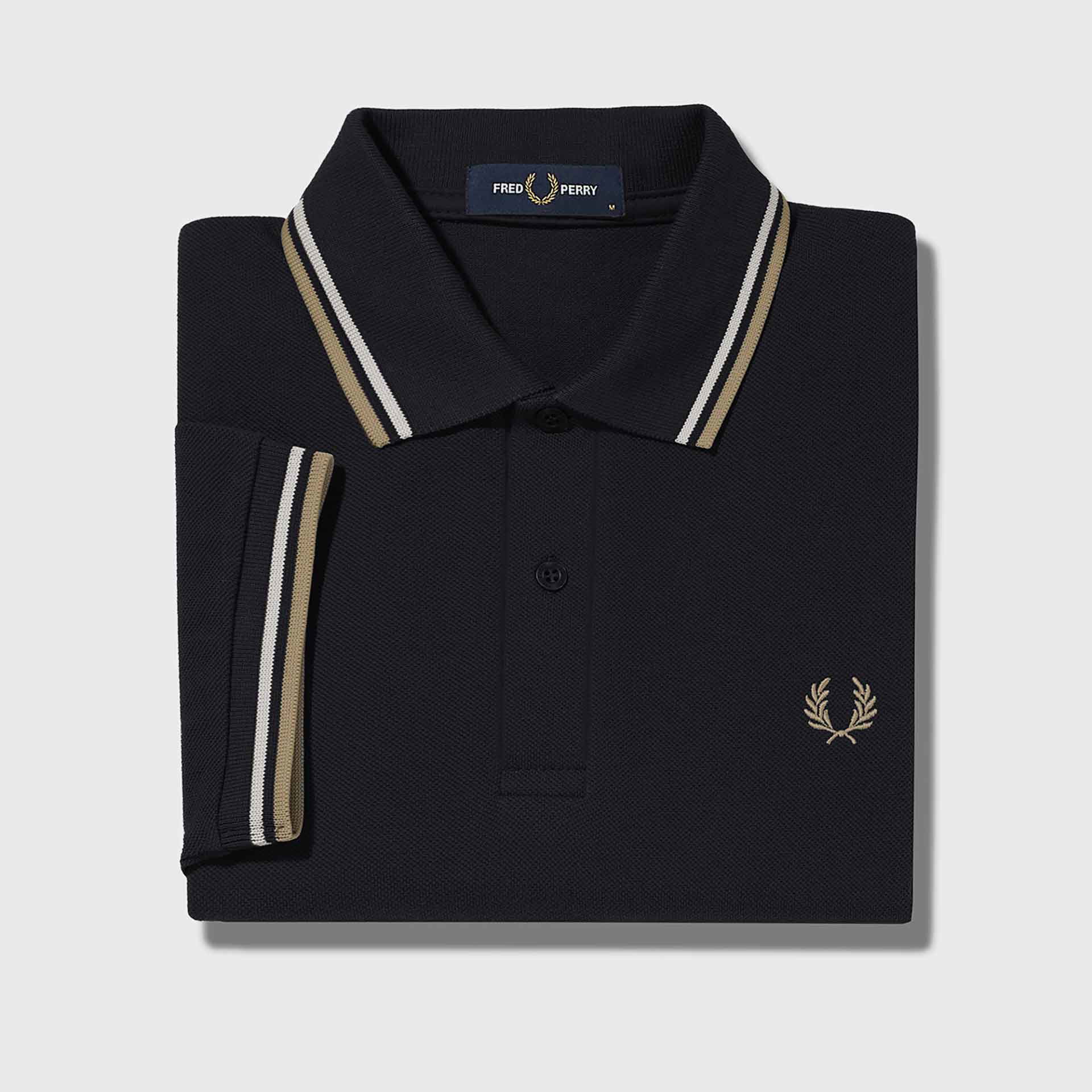 Fred Perry Twin Tipped Polo Shirt Black/Snow White/Warm Stone