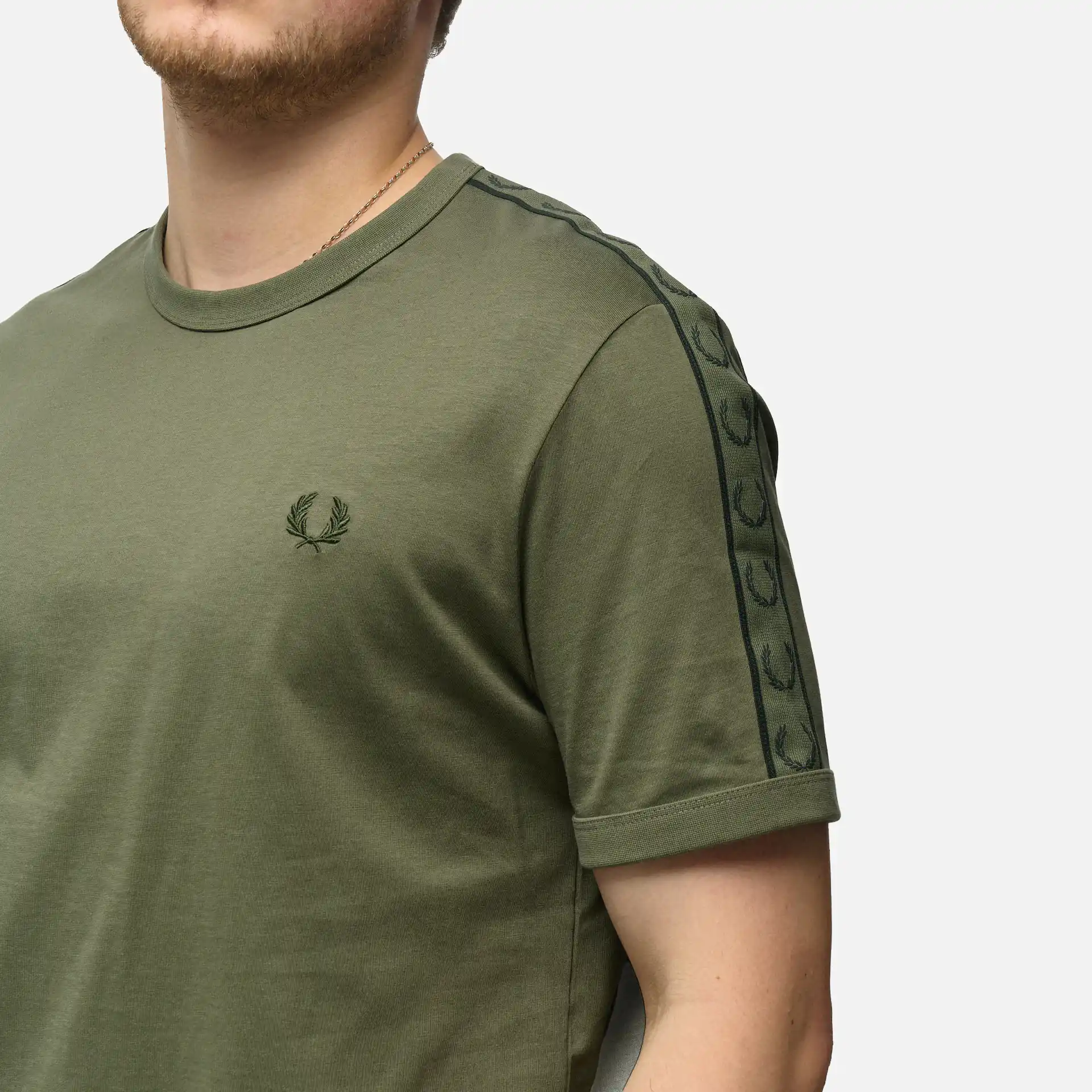 Fred Perry Contrast Tape Ringer T-Shirt Laurel Wreath Green/Night Green