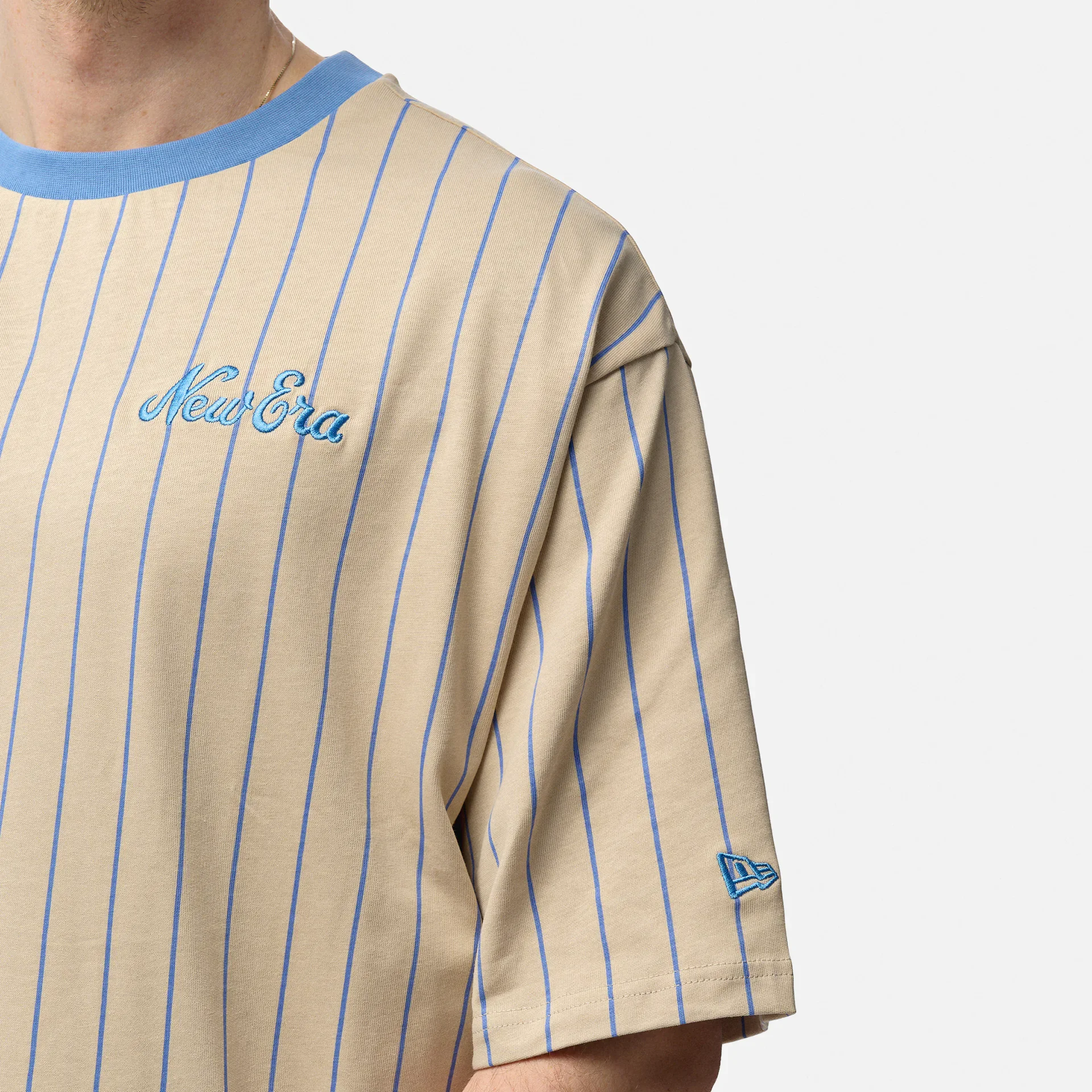 New Era Pinstripe Oversized T-Shirt Creme