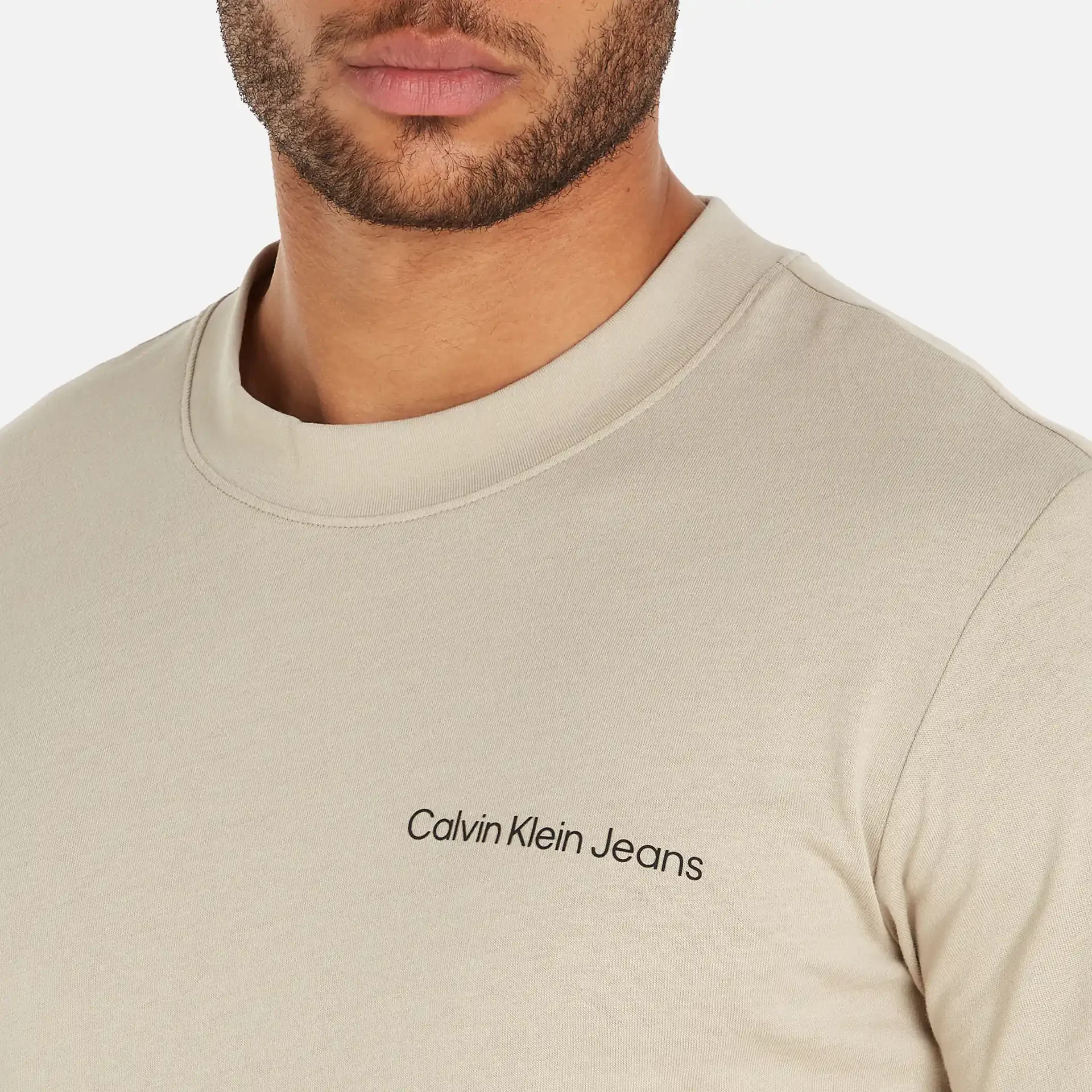 Calvin Klein Jeans Logo Tape Tee Plaza Taupe