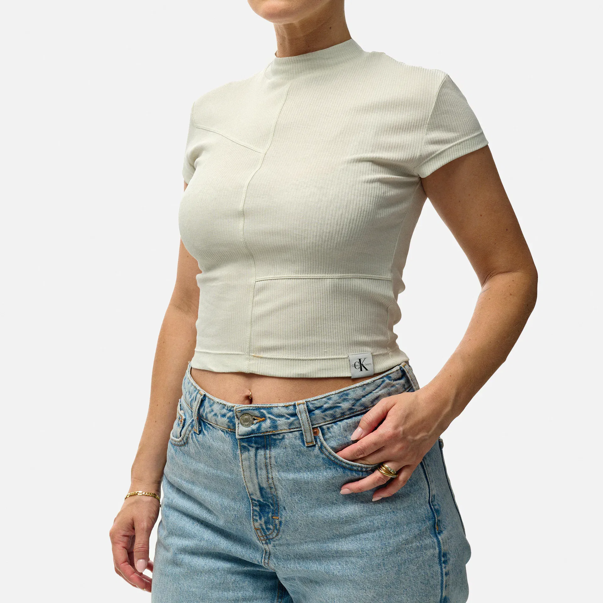 Calvin Klein Jeans Seaming Rib Slim T-Shirt Icicle