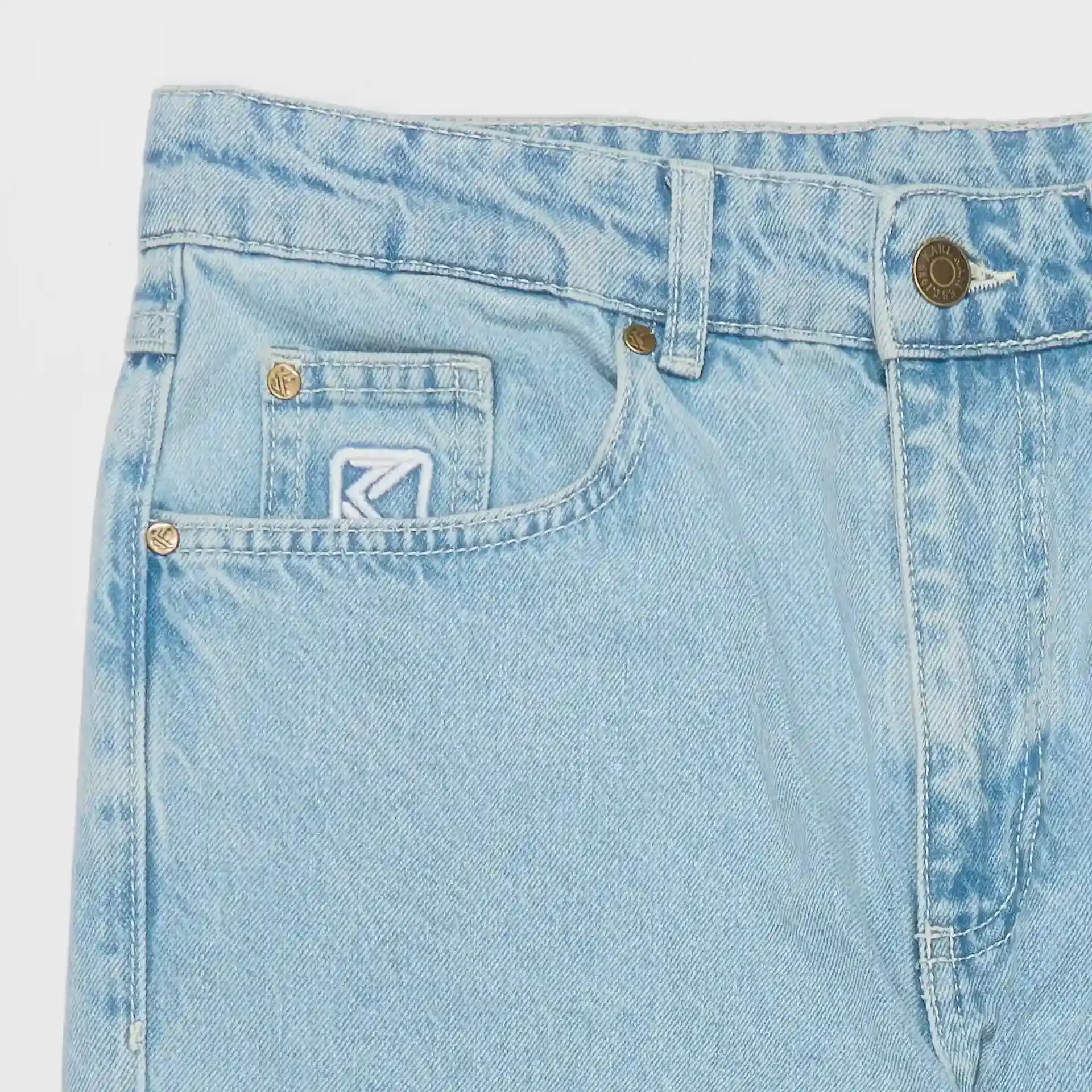 Karl Kani Small Signature Straight Leg Five Pocket Denim Light Blue