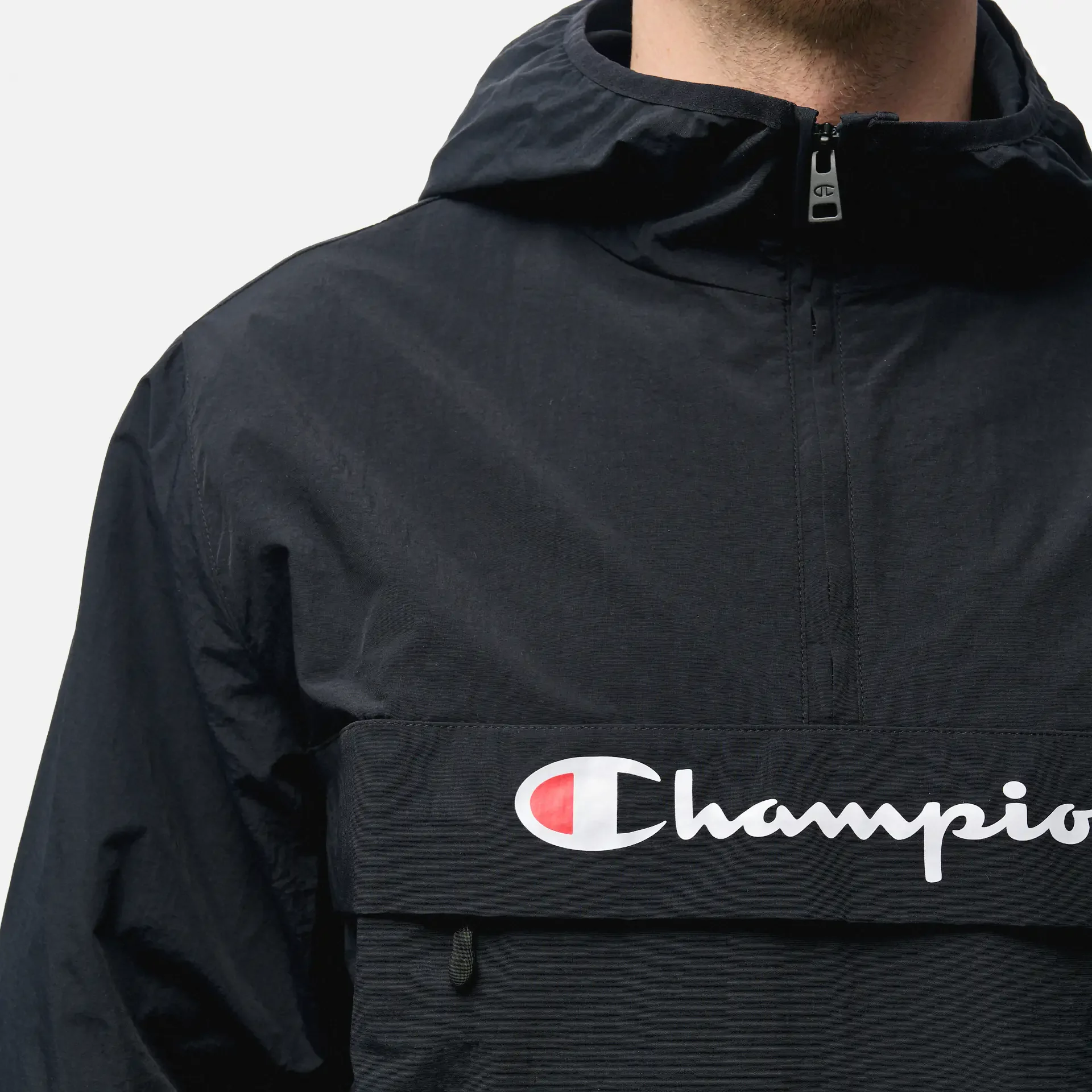 Champion Windbreaker Halfzip Hooded Jacket Black