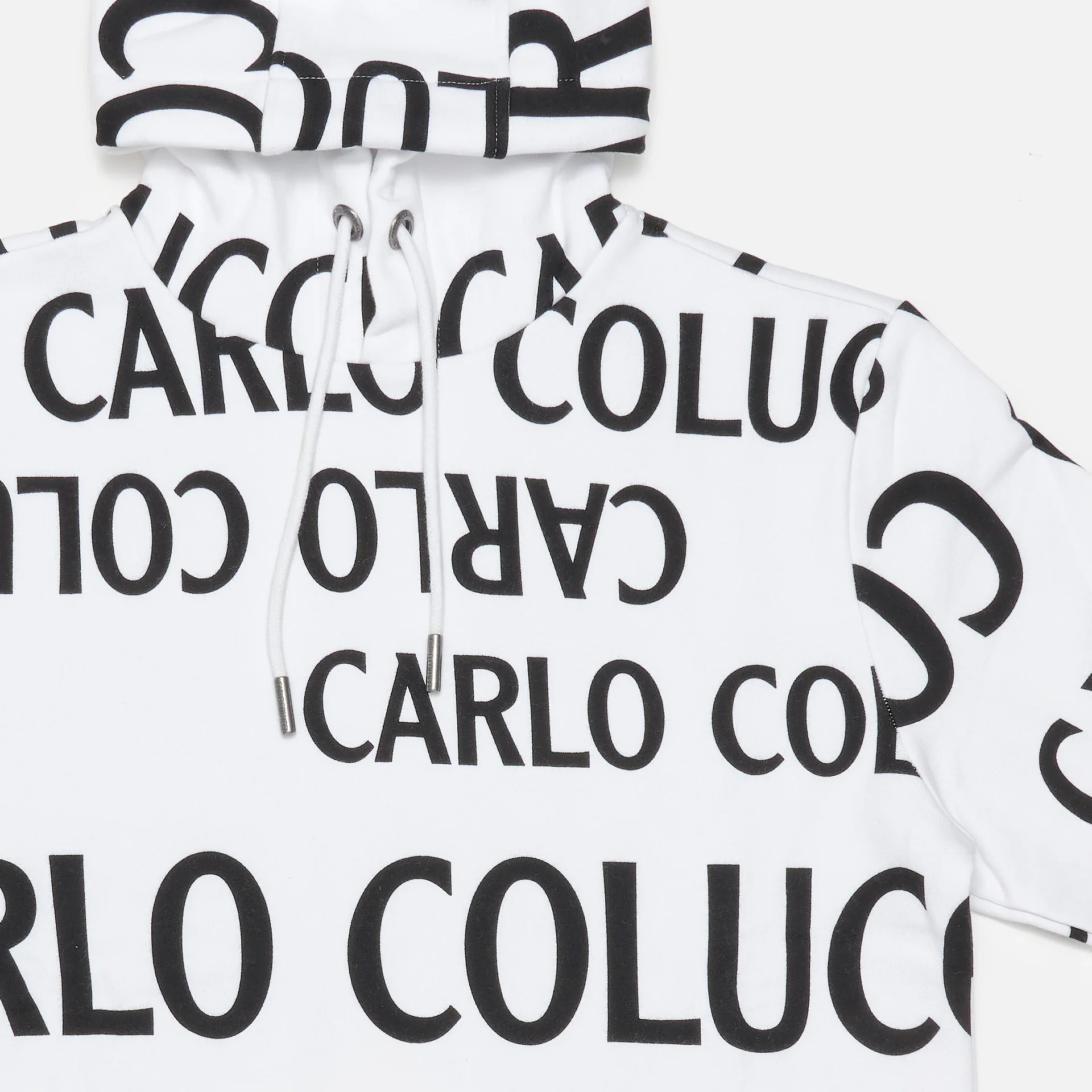 Carlo Colucci Black & White Drop Hoodie White