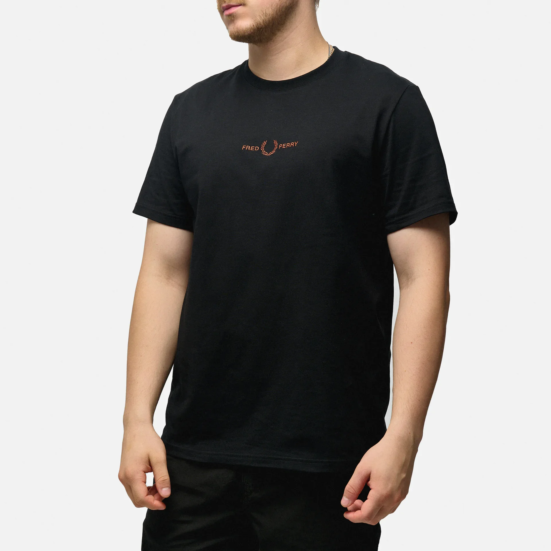 Fred Perry Embroidered T-Shirt Black/Whisky Brown