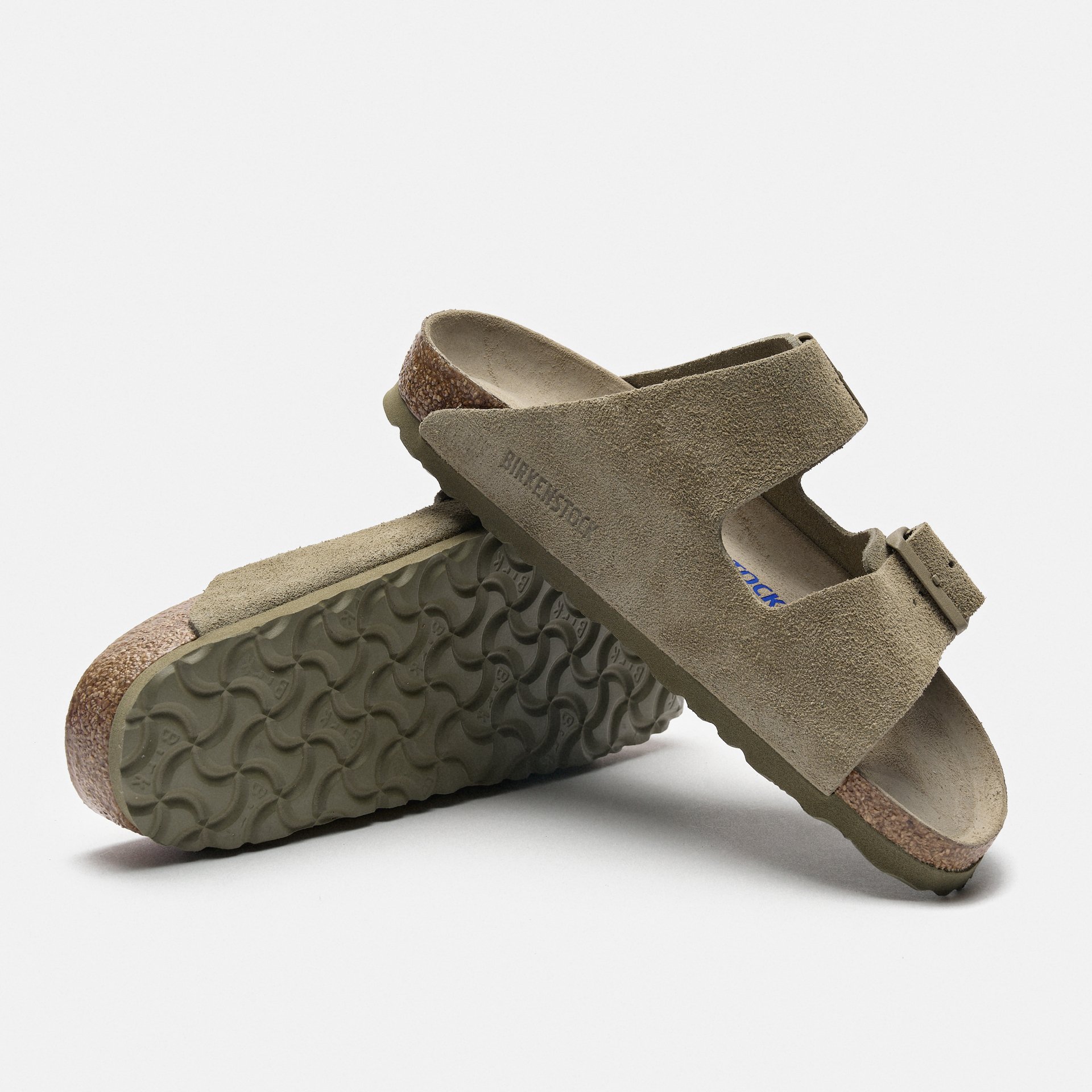 Birkenstock Arizona Suede Leather Sandals Faded Khaki