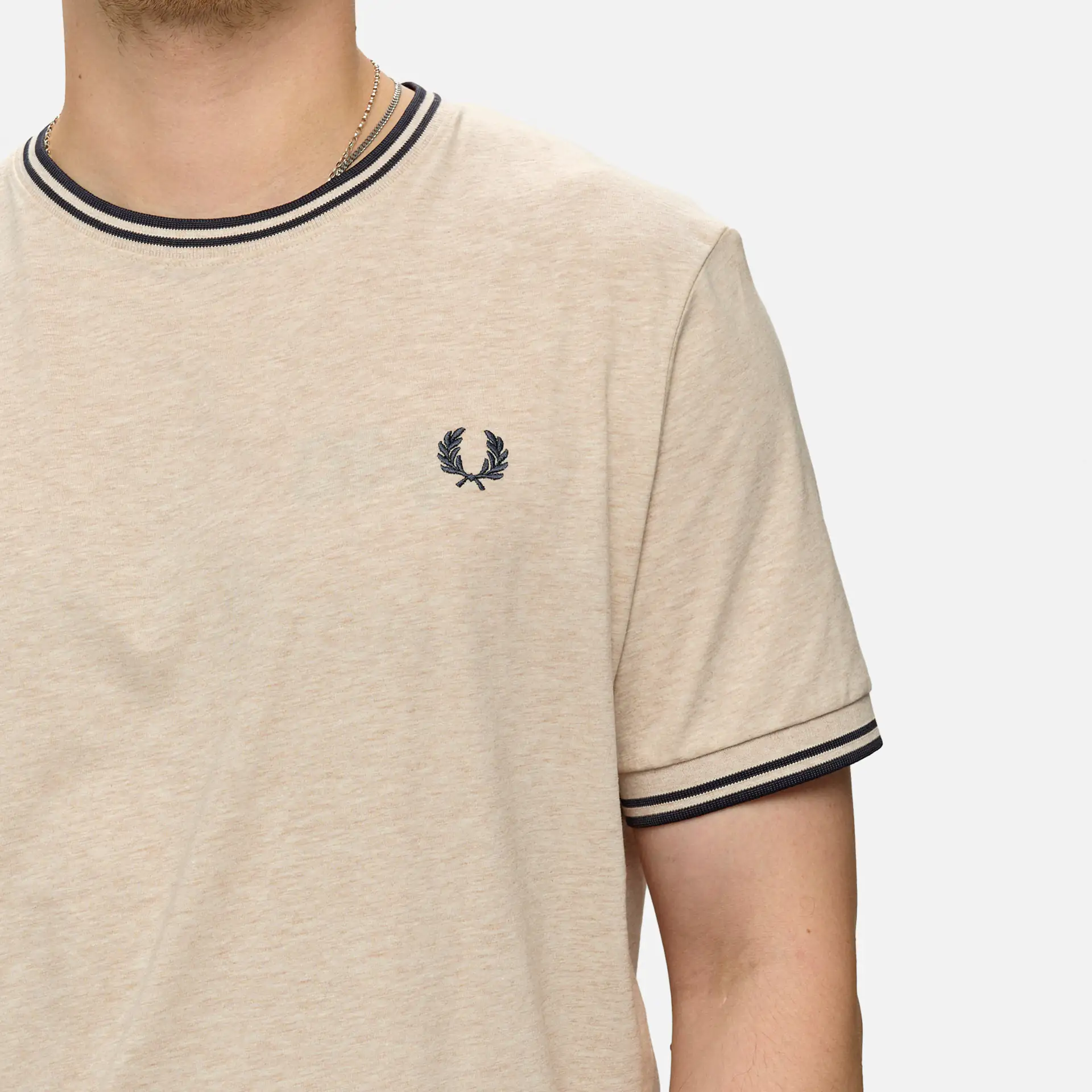 Fred Perry Twin Tipped T-Shirt  Porridge Marl/Anchor Grey