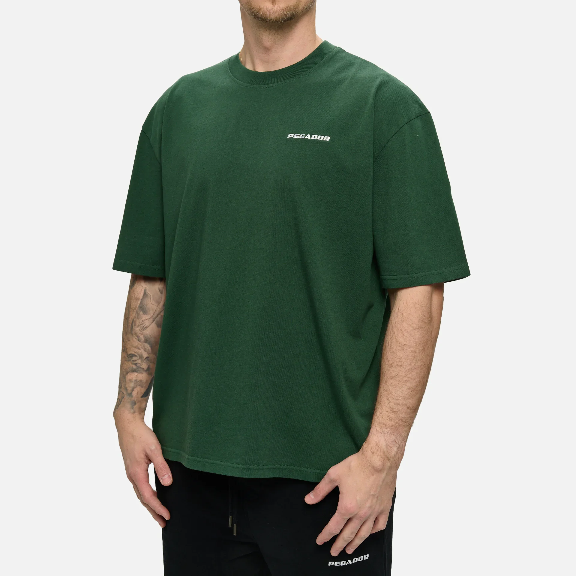 PEGADOR Logo Oversized T-Shirt Vintage Washed British Green
